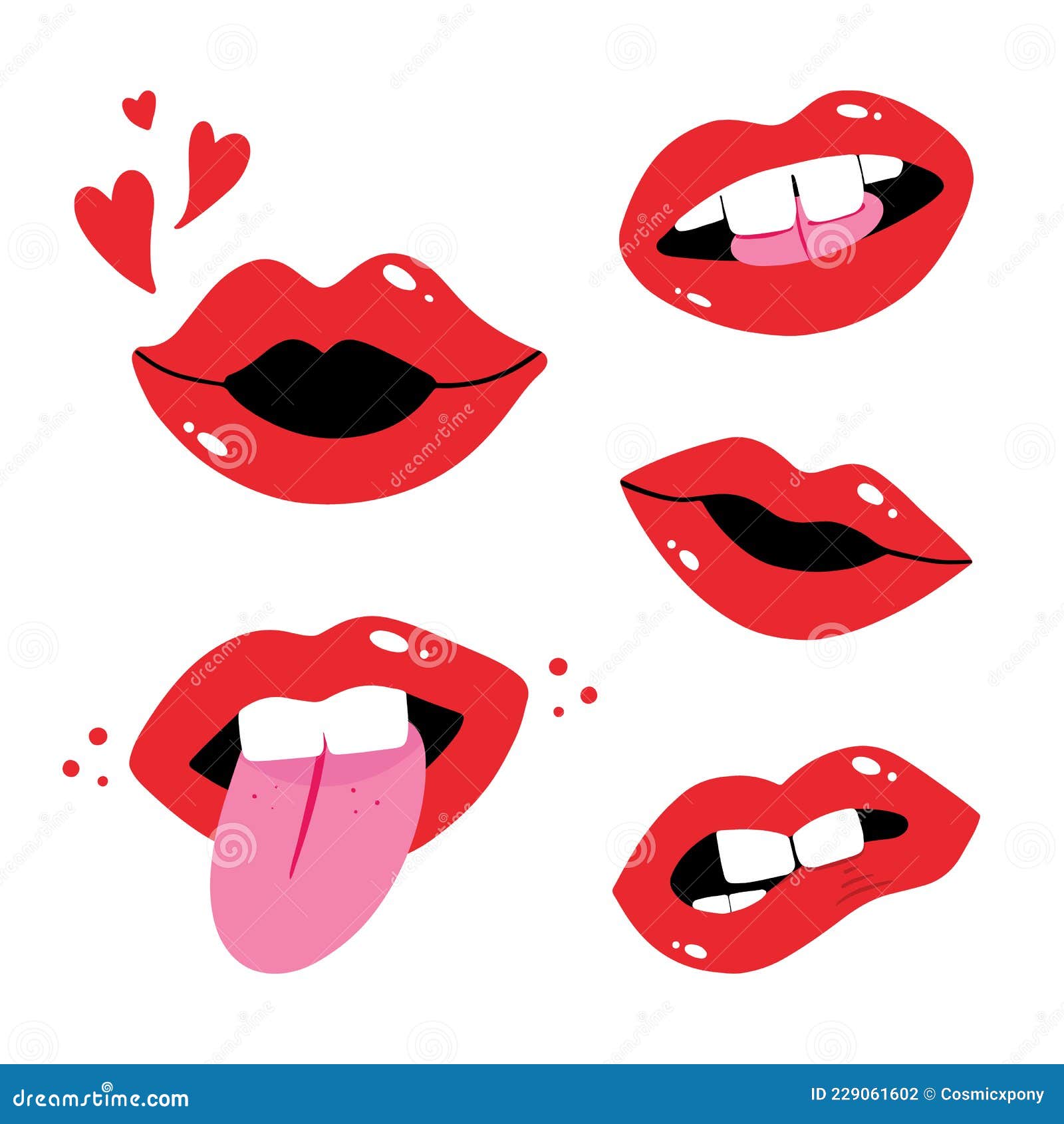 Boca aberta com lábios femininos vermelhos e ícone de língua