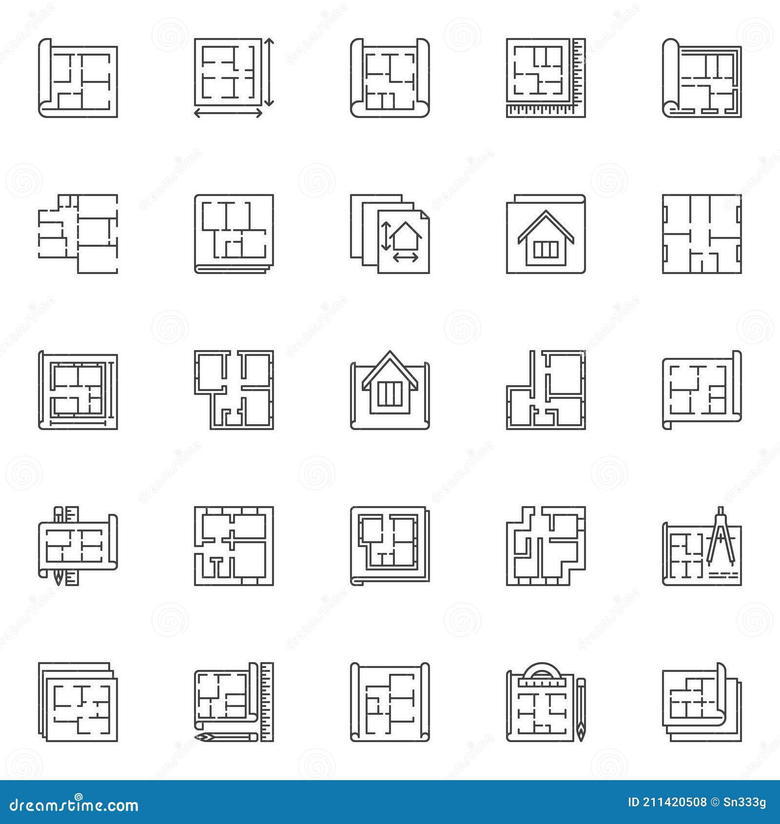 Conjunto de planta de casa fica em elementos vetoriais interiores