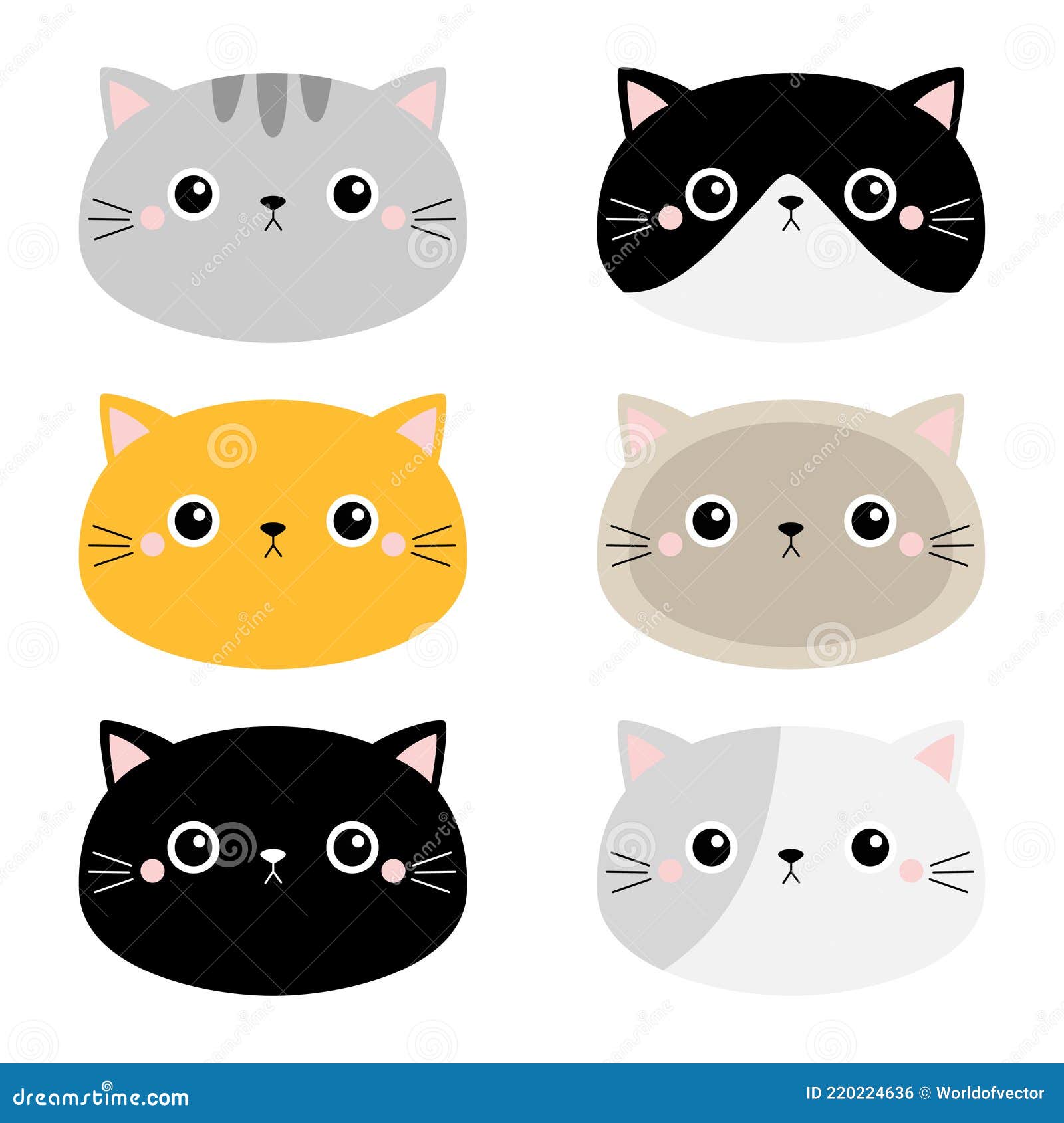 ilustração dos desenhos animados de gatos fofos e personagens de gatinhos.  conjunto de gatos fofos, coleção