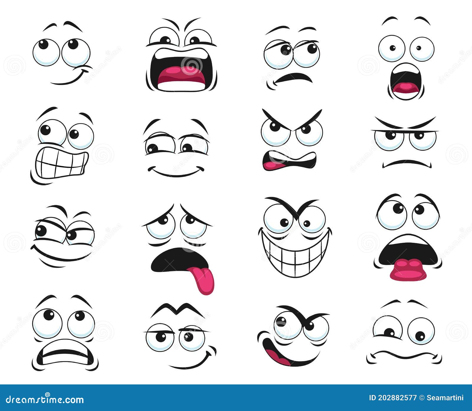 Desenhos animados uau cara engraçado surpreso ou chocado emoji