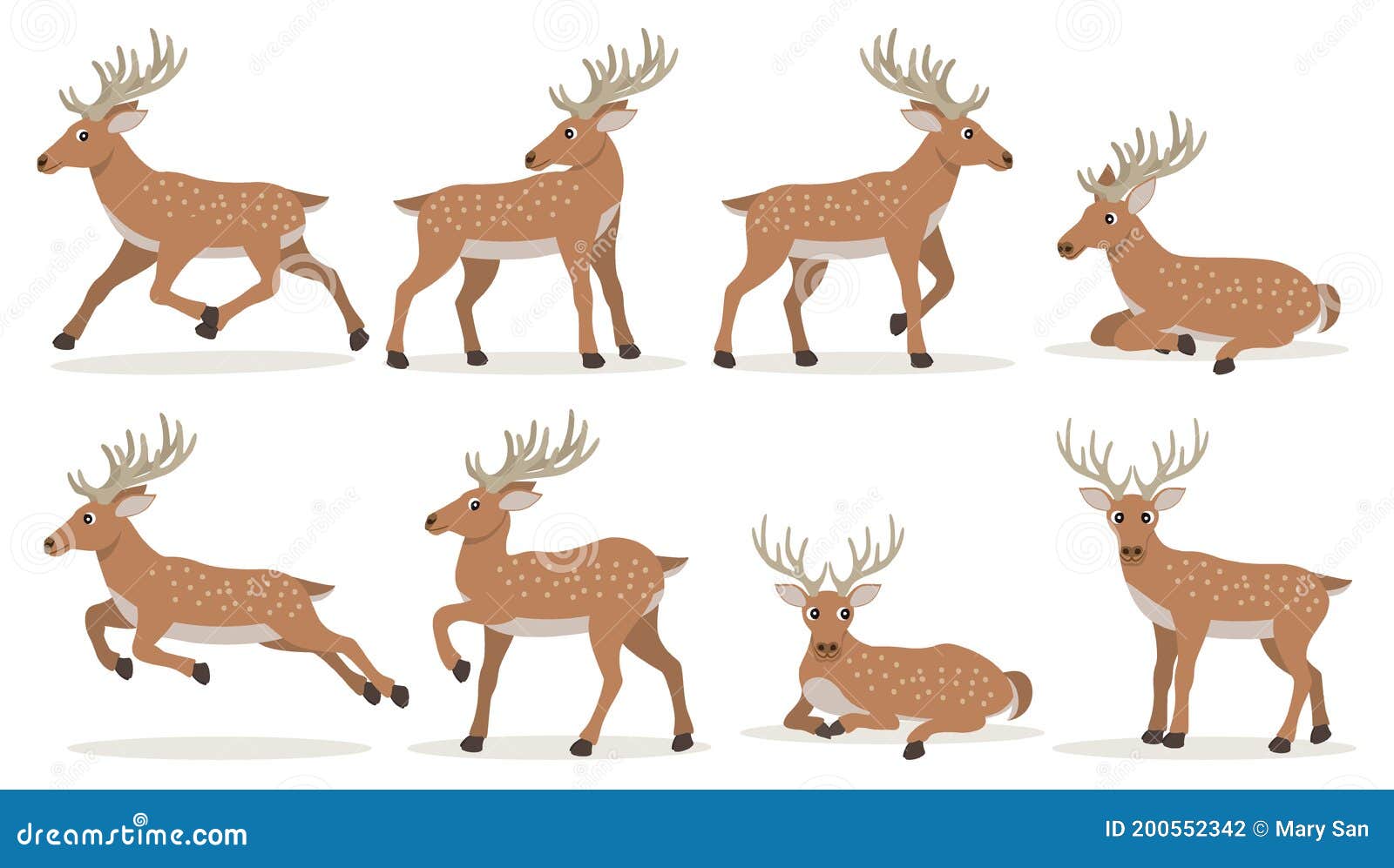Conjunto De Adorables Ciervos De Dibujos Animados Con Cuernos Largos, Vector De Animales Forestales Ilustración del Vector - Ilustración de plano, historieta: 200552342 Conjunto De Adorables Ciervos De Dibujos Animados Con Cuernos Largos, Vector De Animales Forestales Ilustración del Vector - Ilustración de plano, historieta: 200552342