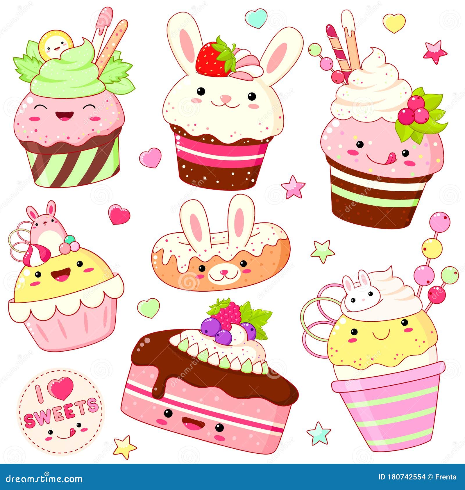 Pastel De Kawaii Con Una Cara Sonriente Linda Torta - Cara Con Hielo,  Fresas, Limón Y Cereza Imagen Lineal Vectorial Para El Colo Ilustración del  Vector - Ilustración de torta, sonriente: 162875424