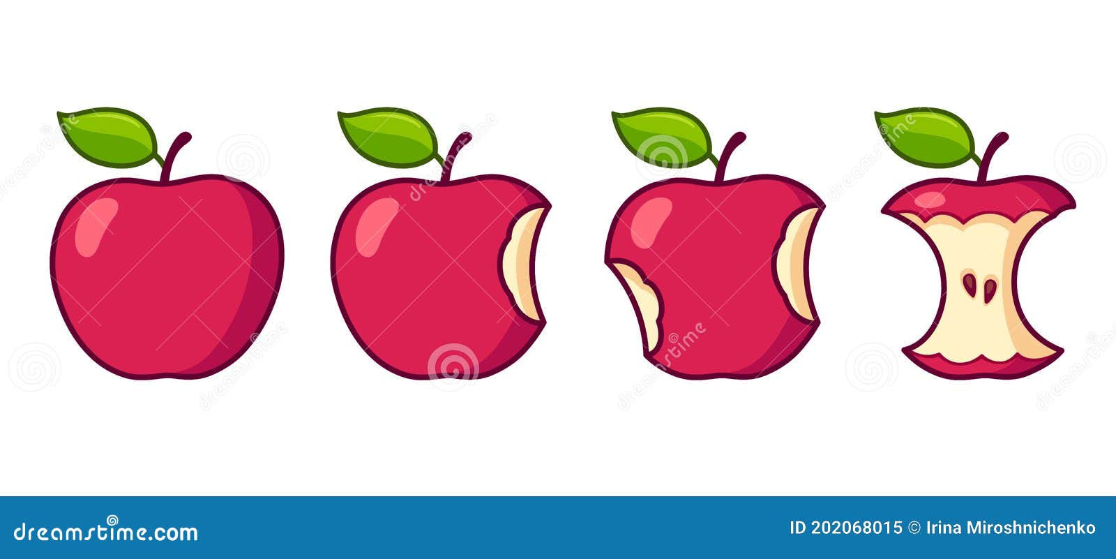 Conjunto De Alimentación De Manzanas De Dibujos Animados Ilustración del  Vector - Ilustración de progreso, sano: 202068015