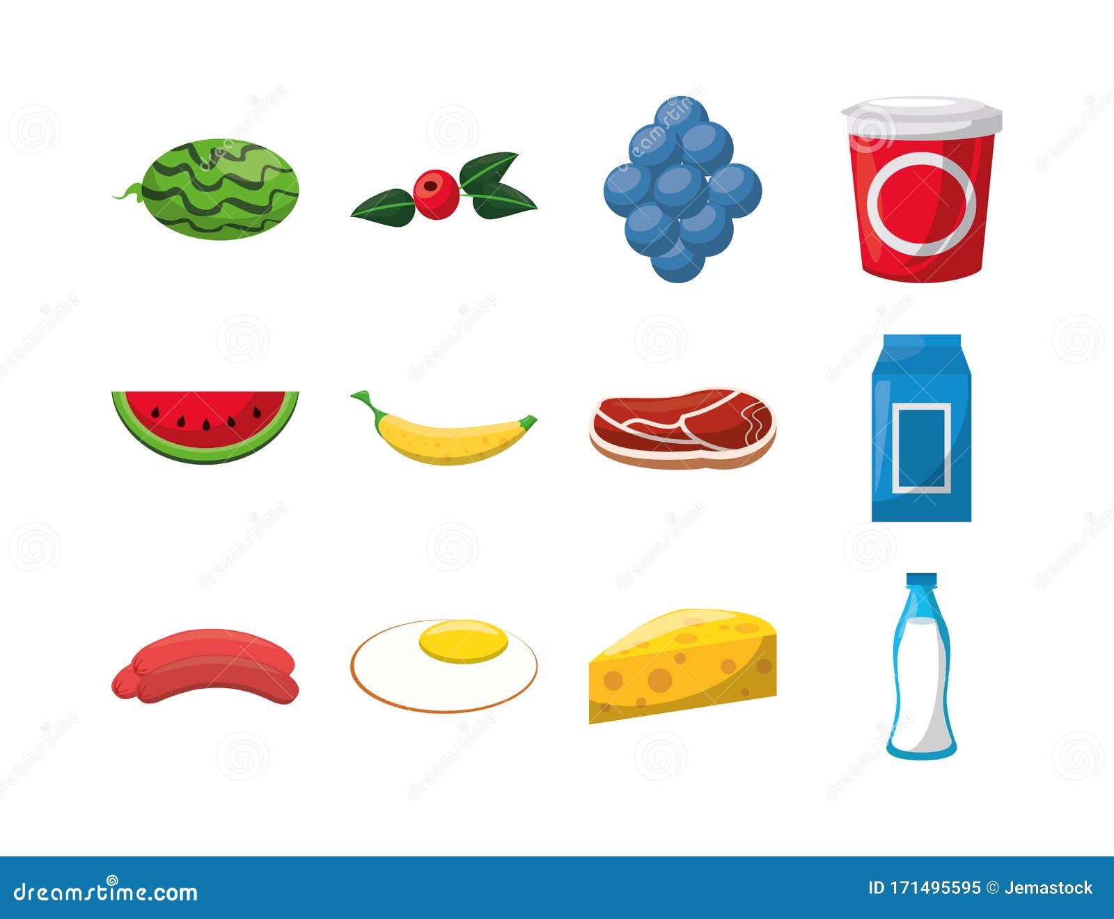 Conjunto De Alimentos Nutritivos Saludables Ilustración del Vector -  Ilustración de colorido, anuncio: 171495595