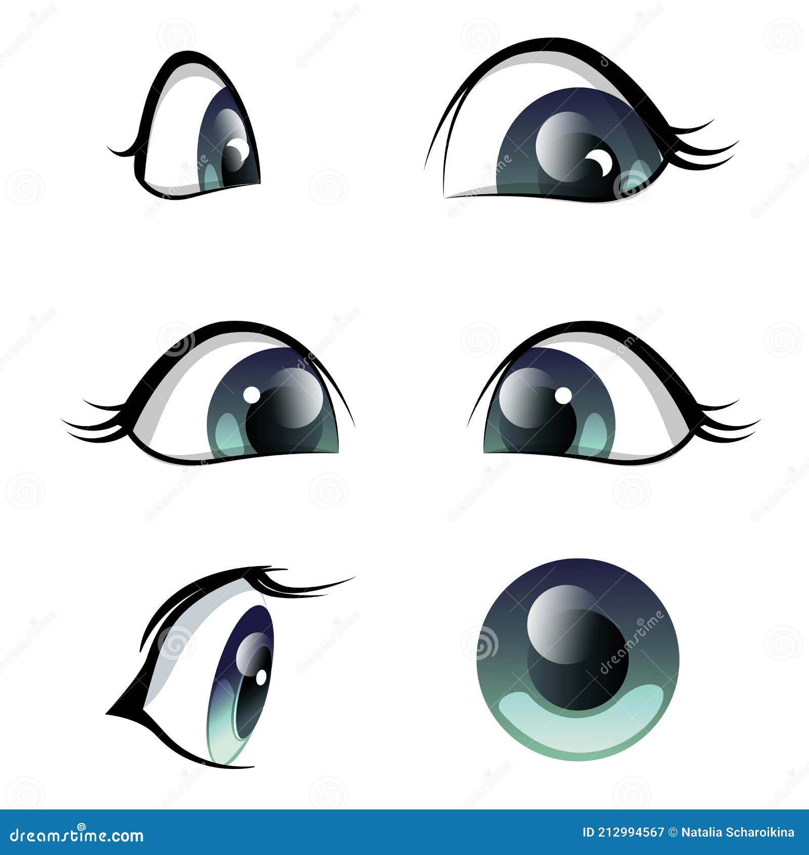 Vetores de Olhos Masculinos Do Estilo Do Anime Em Cores Diferentes e mais  imagens de Olho - iStock