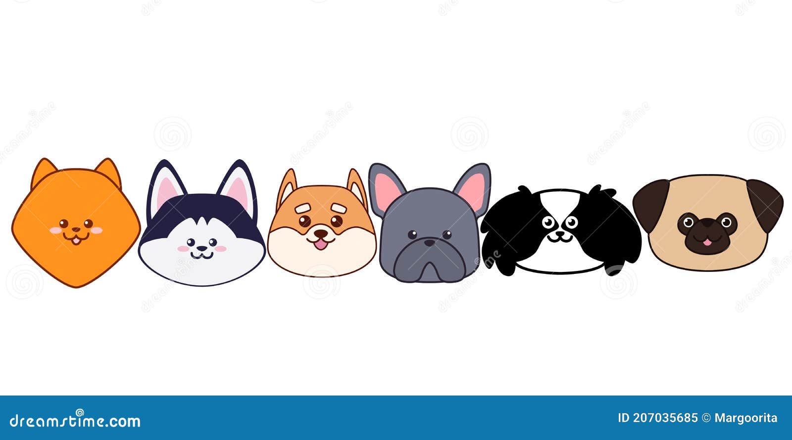 ilustração de cachorro fofo cachorro kawaii chibi estilo de