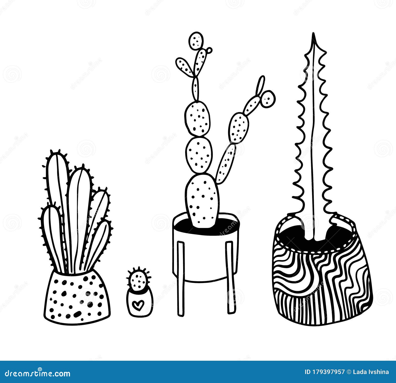 Conjunto de cactos de desenhos animados. Conjunto vetorial de