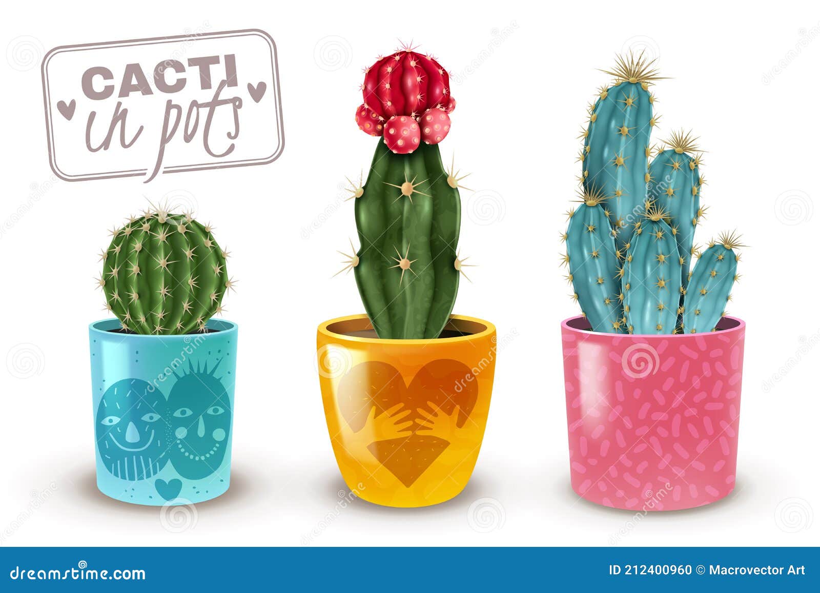 Conjunto de cactos ilustração do vetor. Ilustração de isolado - 212400960