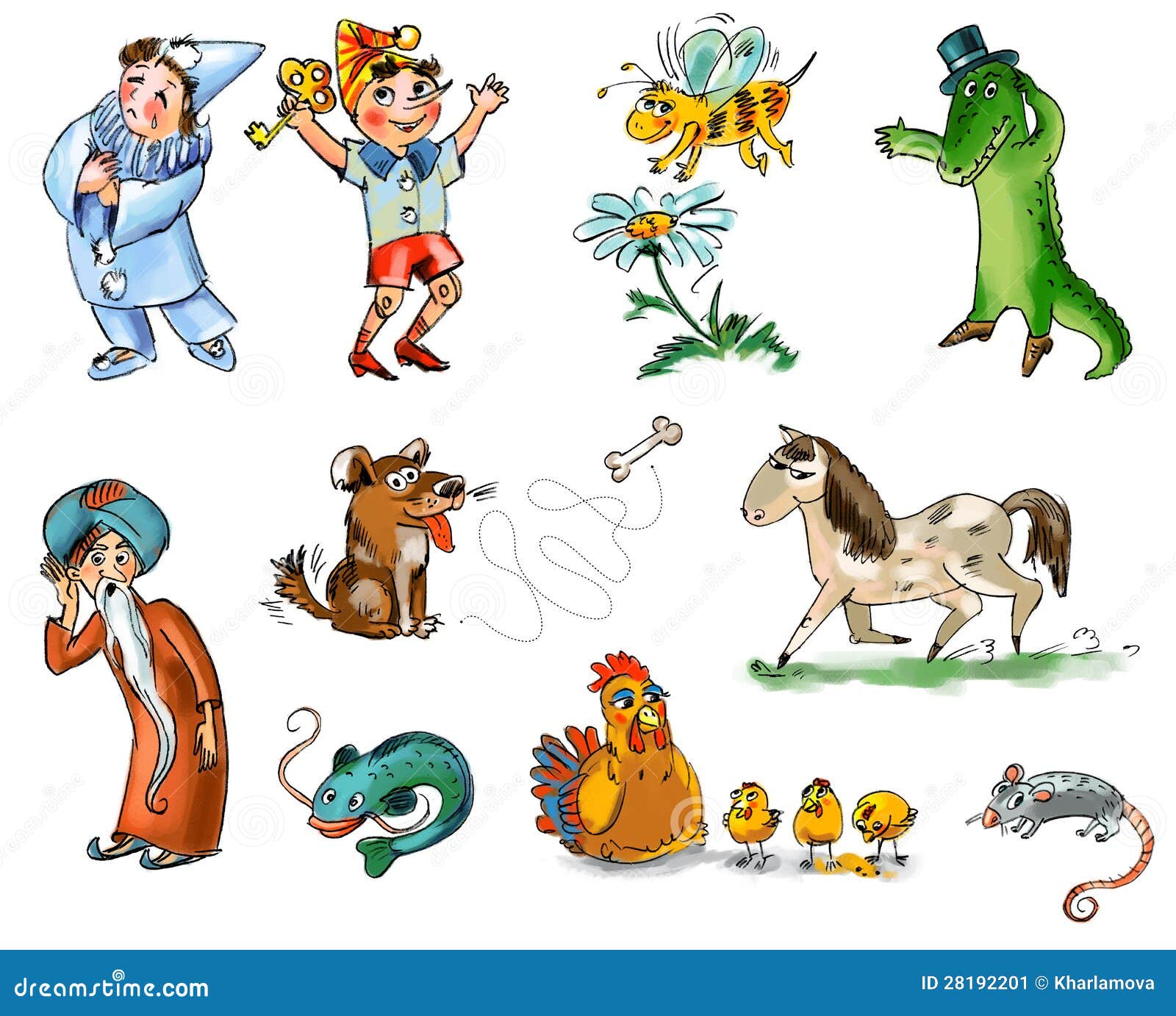 Conjunto De Caracteres Y De Animales Del Cuento De Hadas Stock de  ilustración - Ilustración de mano, miel: 28192201