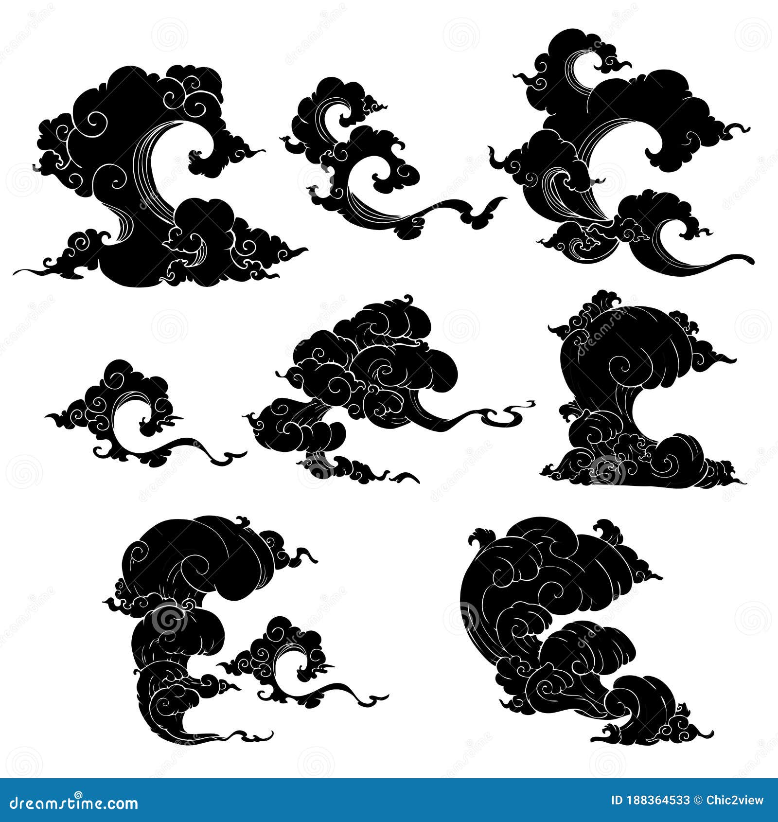Conjunto De Coleta De Estilo De Nuvem Japonesa Ou Nuvem Chinesa Sem  Estrutura De Tópicos Ilustração Stock - Ilustração de queda, redemoinhos:  188364533