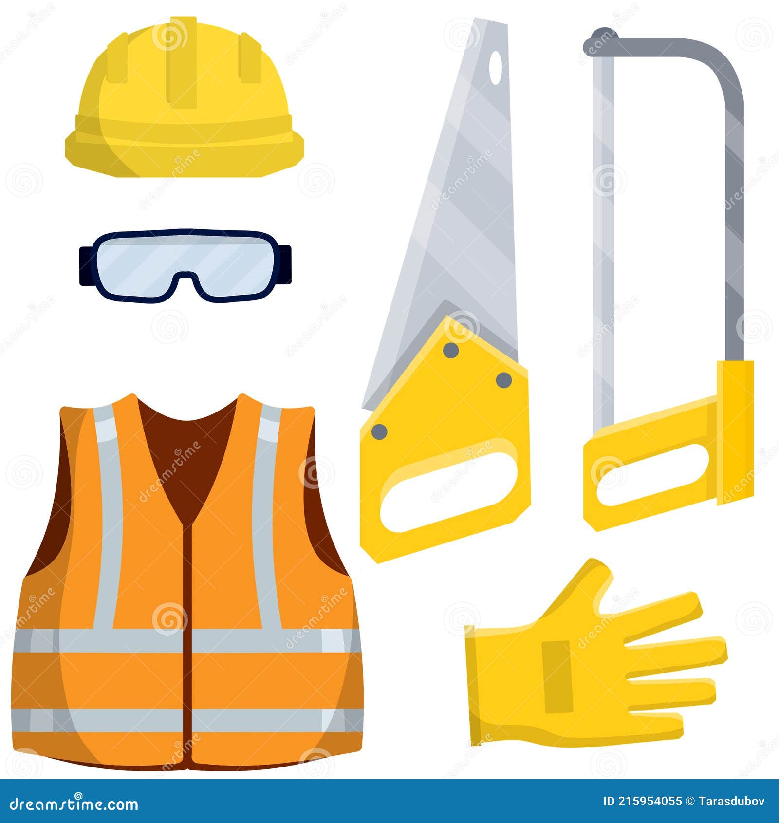 Conjunto De Constructor De Ropa Y Trabajador. Ilustración Plana De Dibujos  Animados Ilustración del Vector - Ilustración de ropas, objeto: 215954055