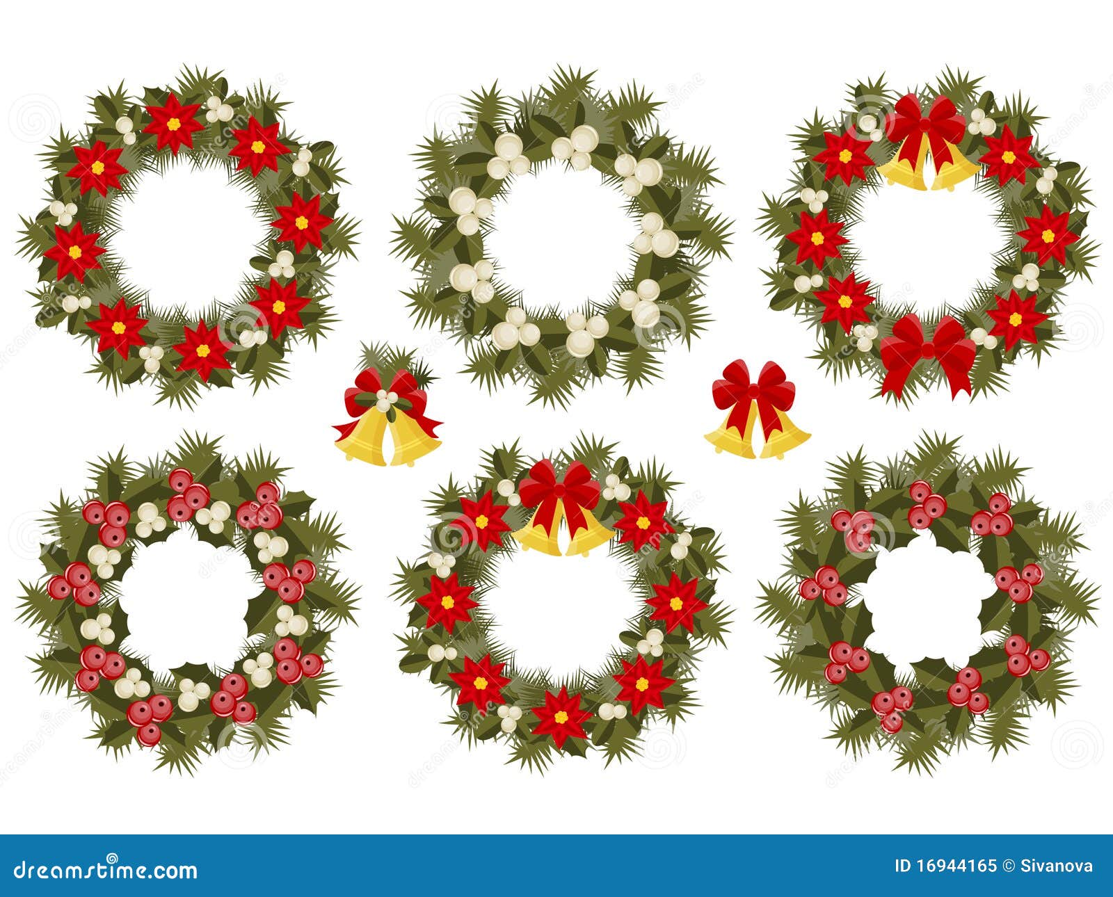 Conjunto De Coronas Adornadas De La Navidad Ilustración del Vector