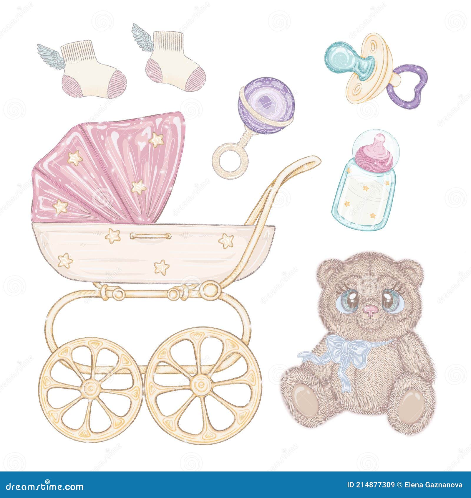 Juego de juguetes para bebé recién nacido con osito y leche en biberón en  rosa