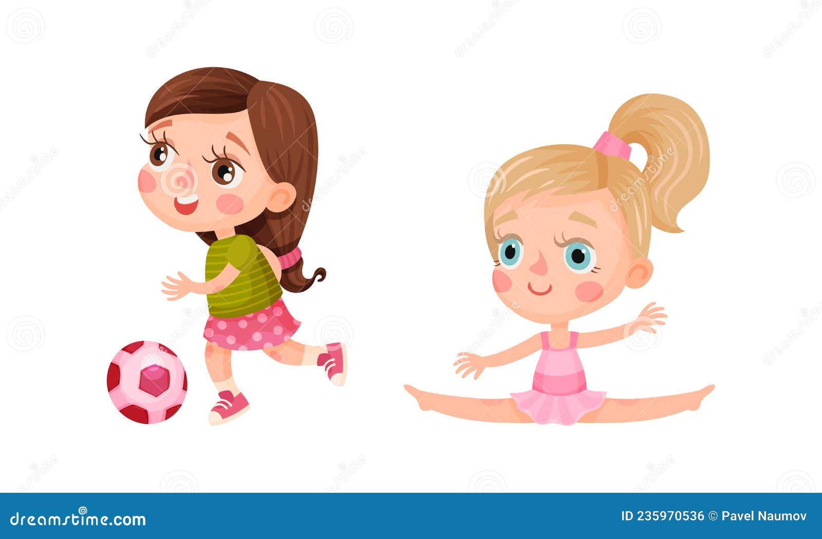 Ilustração em vetor de desenhos animados crianças jogando bola de