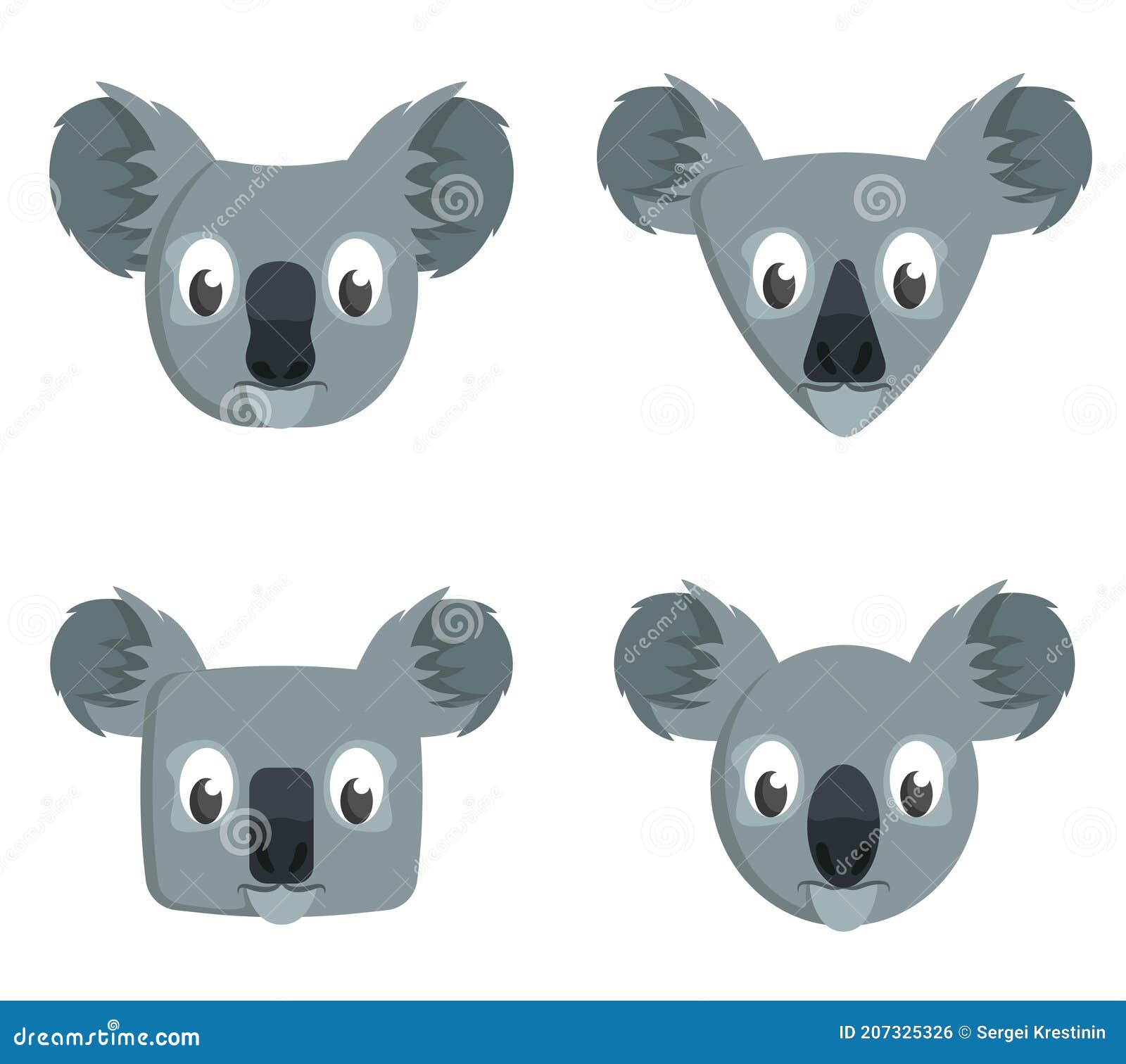 Conjunto De Dibujos Animados Koalas Ilustración del Vector - Ilustración de  coala, pista: 207325326