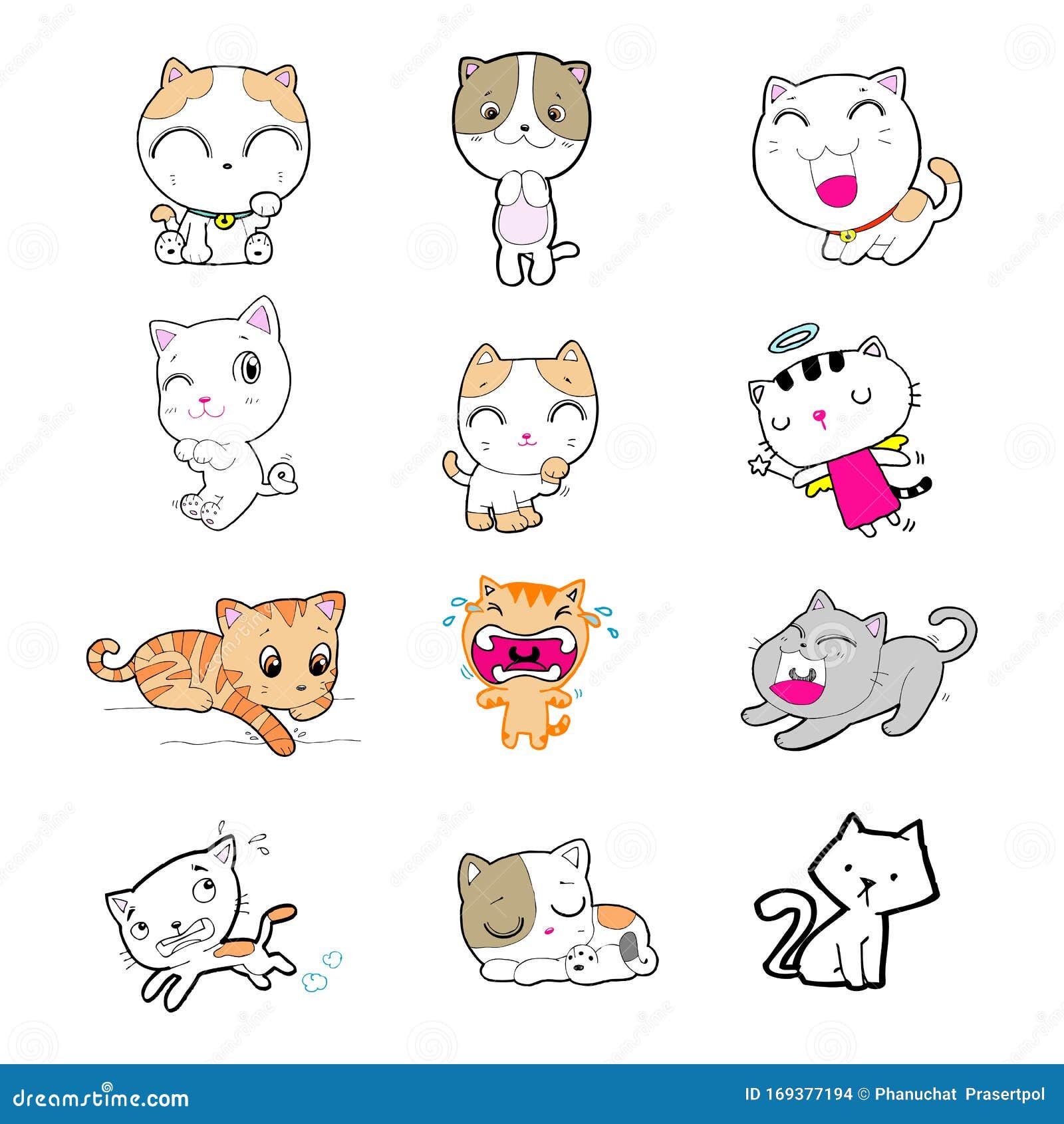 Conjunto De Dibujos Animados Tiernos Gatos Gatos Garabatos Con Diferentes  Emociones Gato a Mano Gato Aislado Para El Diseño Ilust Ilustración del  Vector - Ilustración de icono, hermoso: 169377194