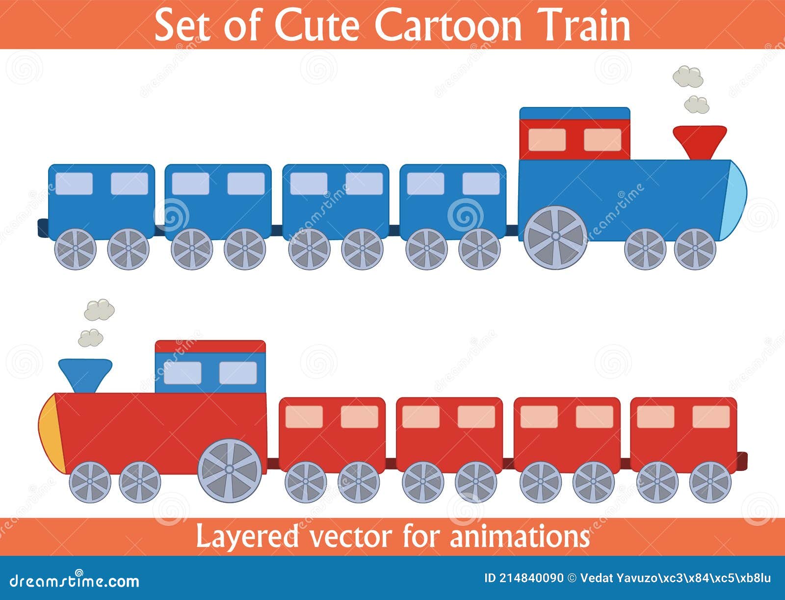 Ilustración de vector de tren de juguete de dibujos animados