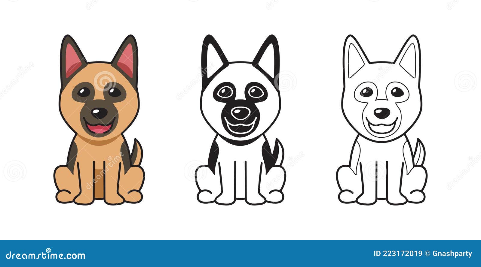 Conjunto De Dibujos Animados Vectoriales De Perro Pastor Alemán Ilustración  del Vector - Ilustración de vector, grupo: 223172019