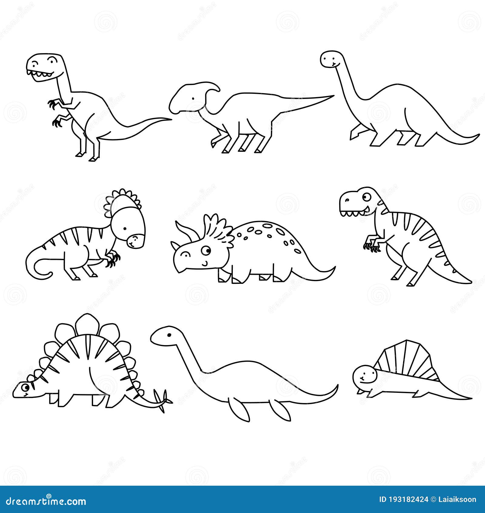 A Ilustração Do Vetor Dos Desenhos Animados Do Livro Para Colorir Do  Dinossauro Ajustou 1 Ilustração do Vetor - Ilustração de diferente, dino:  85940255