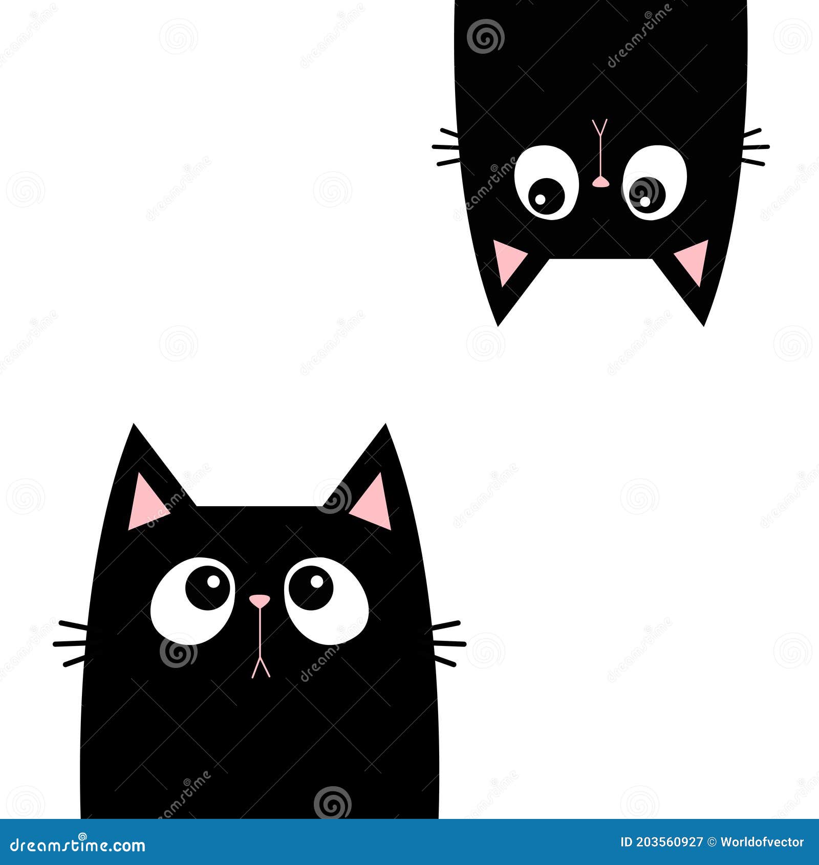 Dois Gatos desenhados num estilo Kawaii simples - Gatos - Just