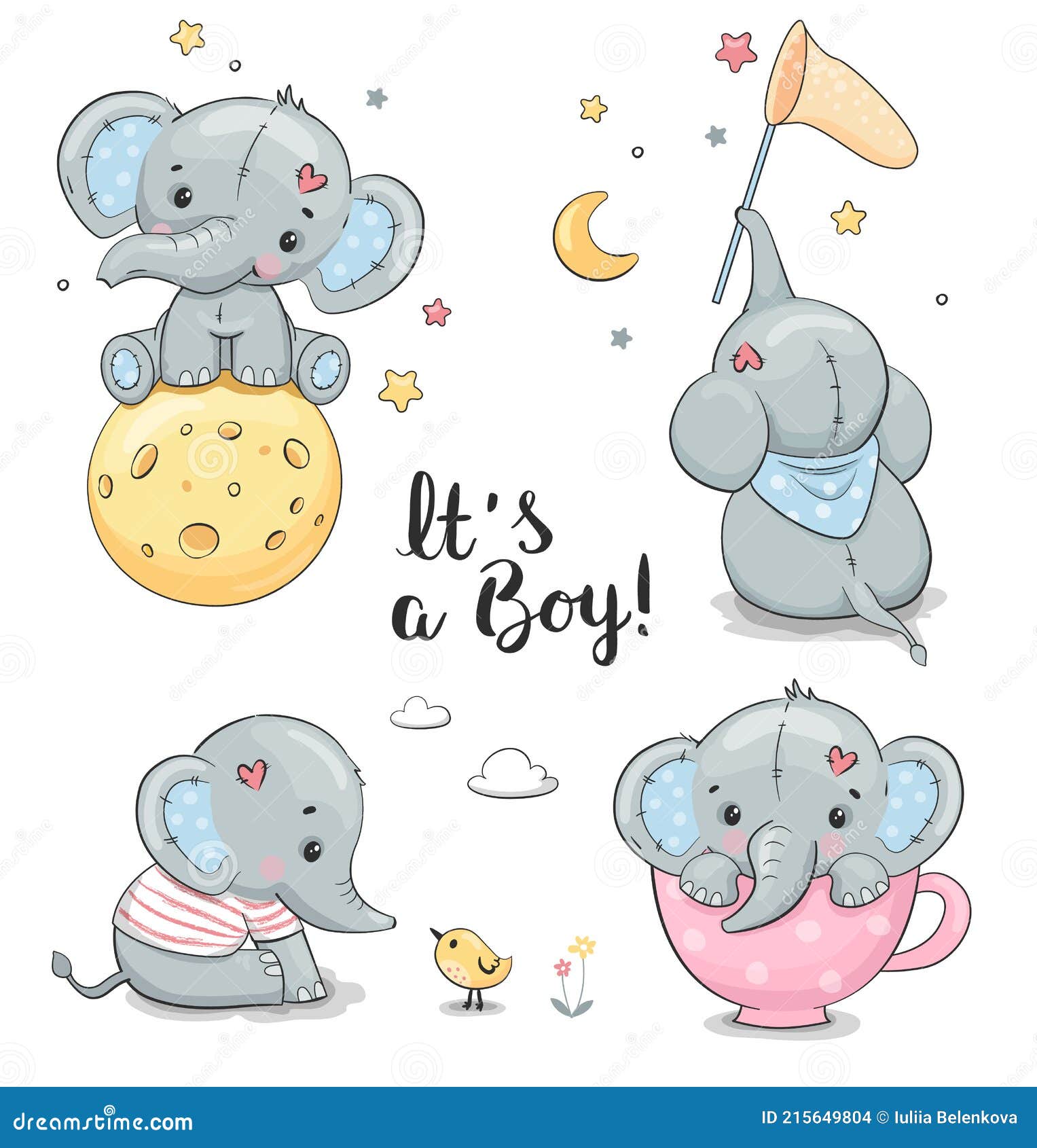 Tarjeta de felicitación para la ducha del bebé con el niño y la niña del  elefante del cute Imagen Vector de stock - Alamy