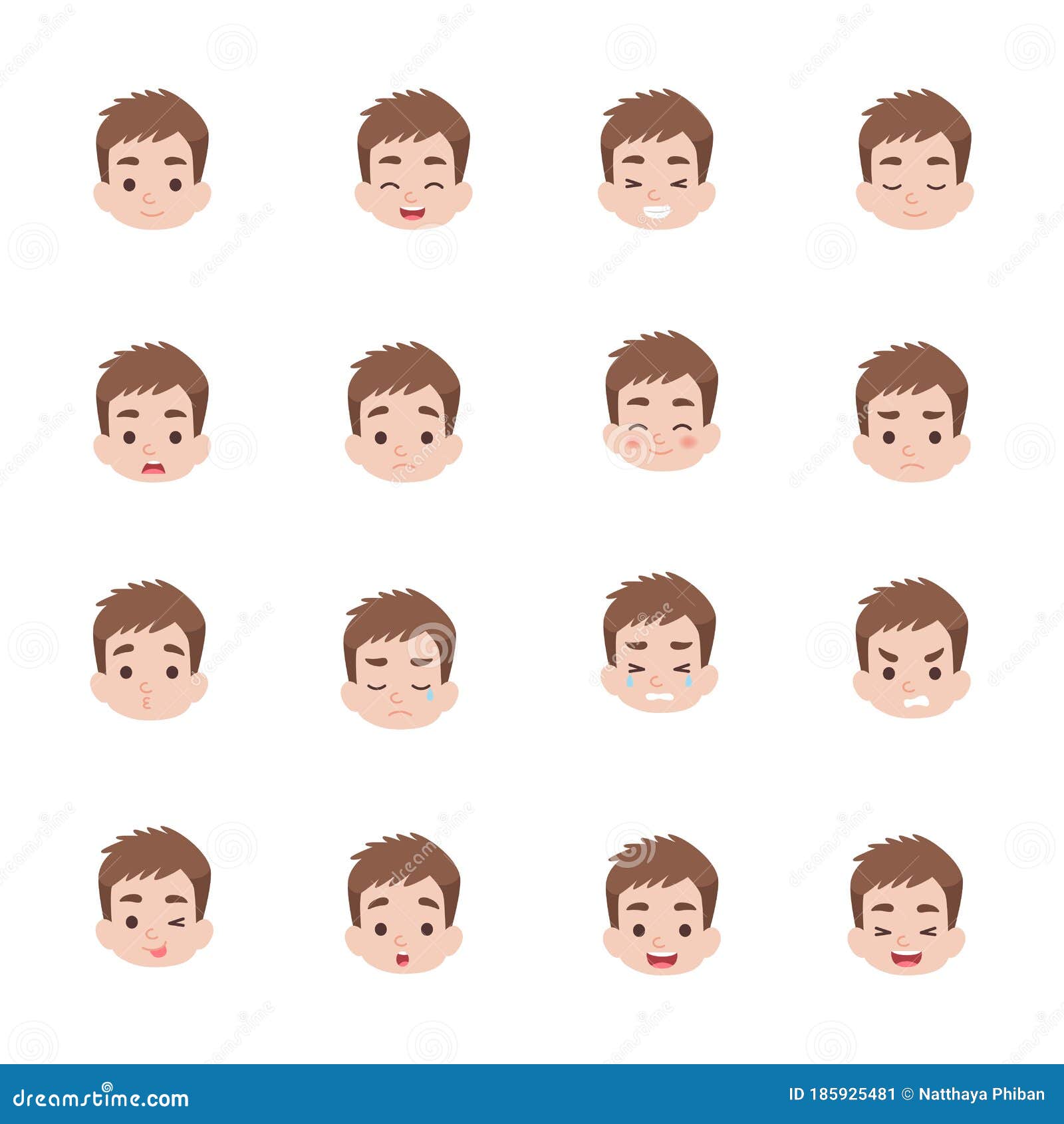 Conjunto De Emociones Faciales Dibujos Animados De Niños Ilustración del  Vector - Ilustración de vector, enamorado: 185925481