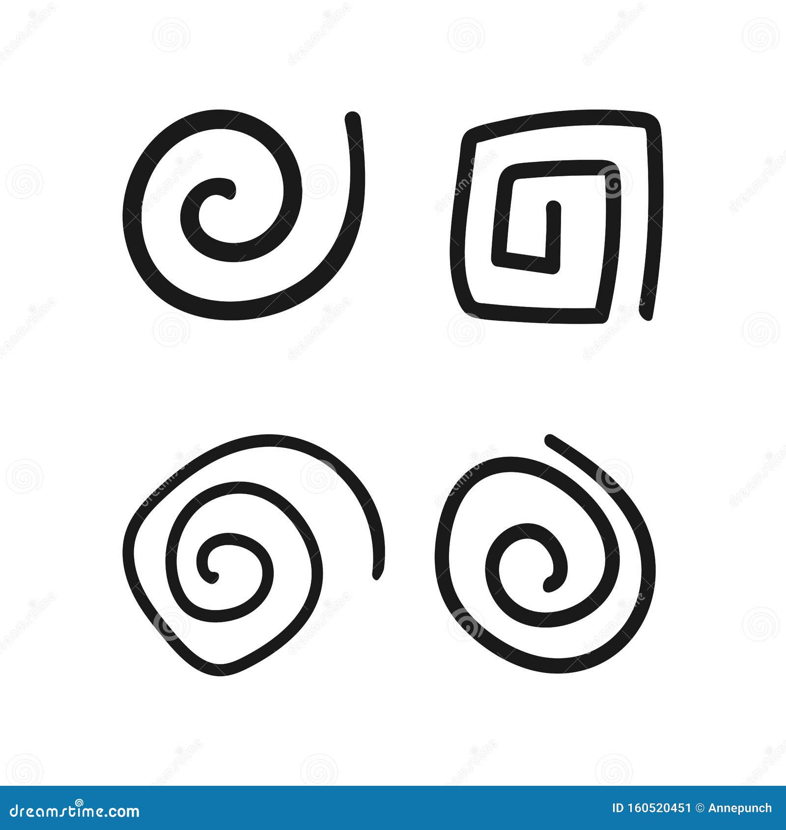 Conjunto De Espirales Desiguales Dibujados a Mano. Dibujo, Garabato  Ilustración del Vector - Ilustración de bosquejo, garabato: 160520451
