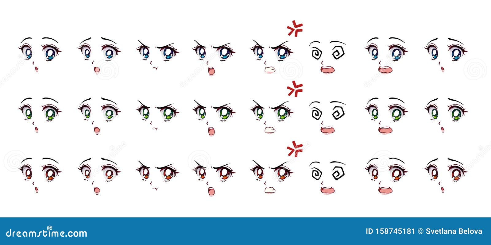 Olhos Do Anime Ilustrações, Vetores E Clipart De Stock – (13,570 Stock  Illustrations)