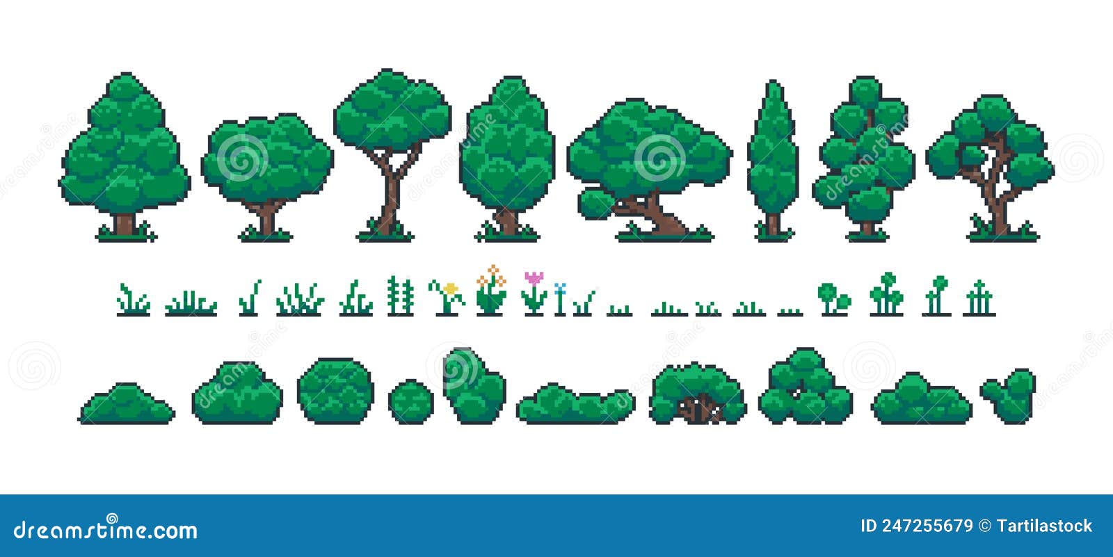 Paisagem de nível de jogo de pixel de 8 bits da floresta da selva