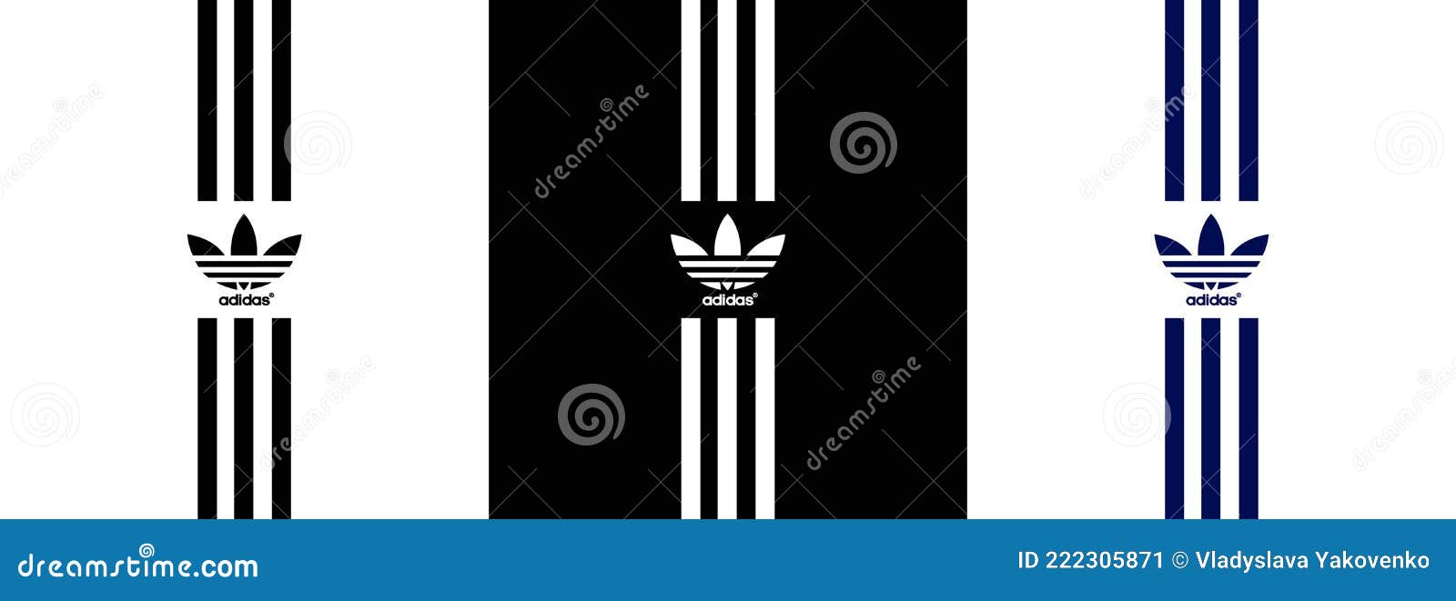 Conjunto De Fondo De Adidas. Adidas Original. Marcas Ropa Deportiva. Logo De La Compañía De Material Deportivo Y De Ropa Deport editorial - Ilustración de equipo, fondo: 222305871