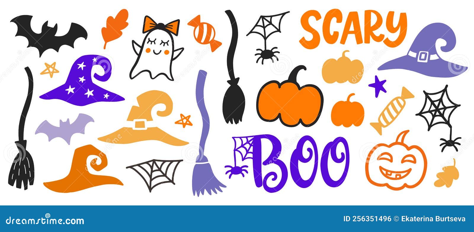 Monstros assustadores de halloween bruxas isolados definido