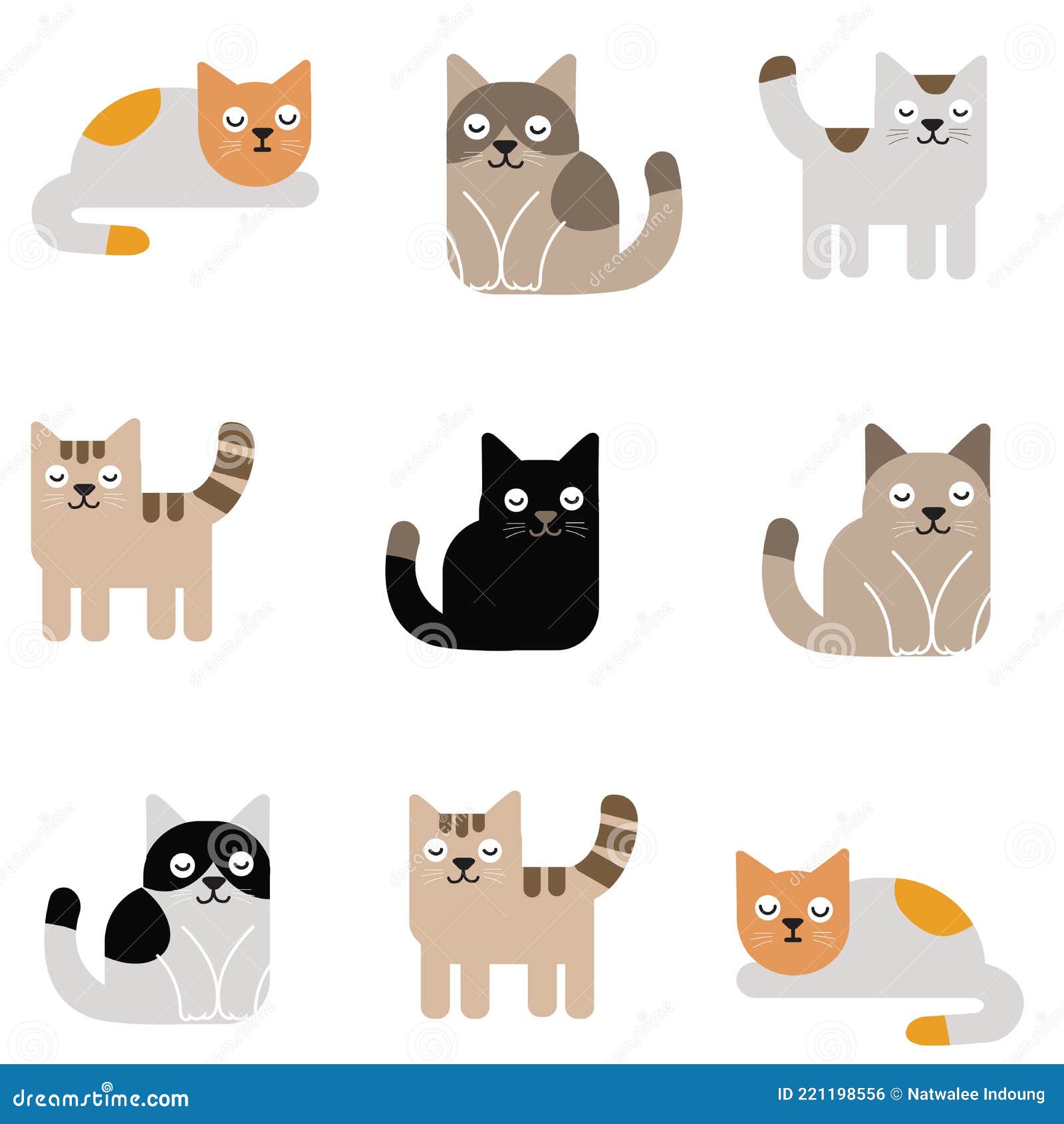 Desenho Animado De Gato. Vetor De Clipart De Gatos Ilustração do