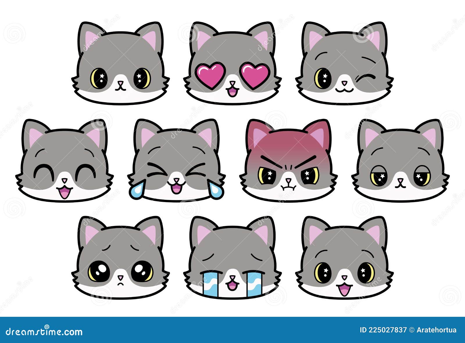 Desenho Animado De Gato Fofo Isolado Emoji Ilustração do Vetor - Ilustração  de cartoon, gatinho: 225027879