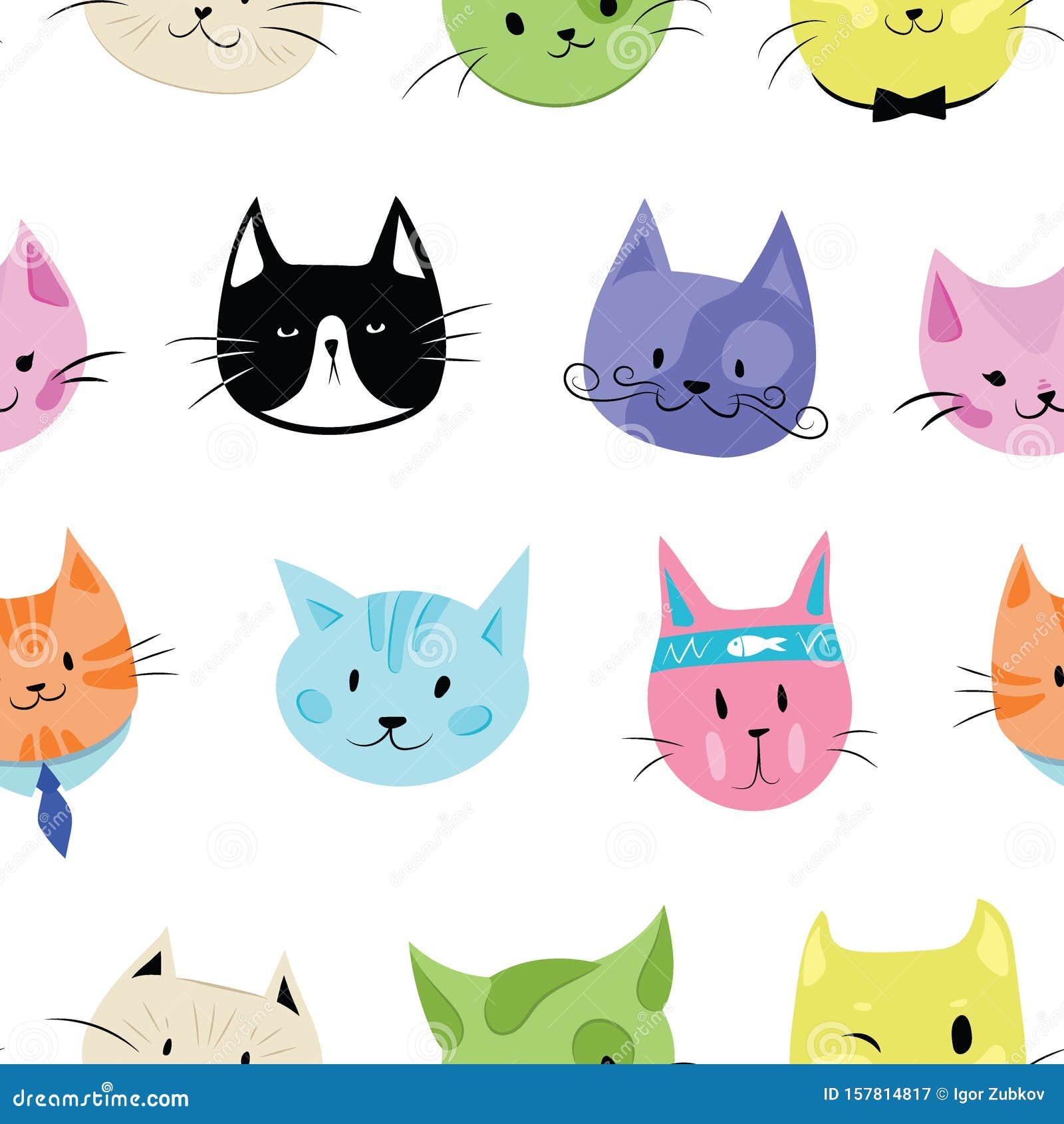 Conjunto De Gatos. Una ColecciÃ³n De Dibujos Animados De Colores  Diferentes. Mascotas LÃºdicas. Animados Gatos De Colores. Ilustra  Ilustración del Vector - Ilustración de jengibre, belleza: 157814817