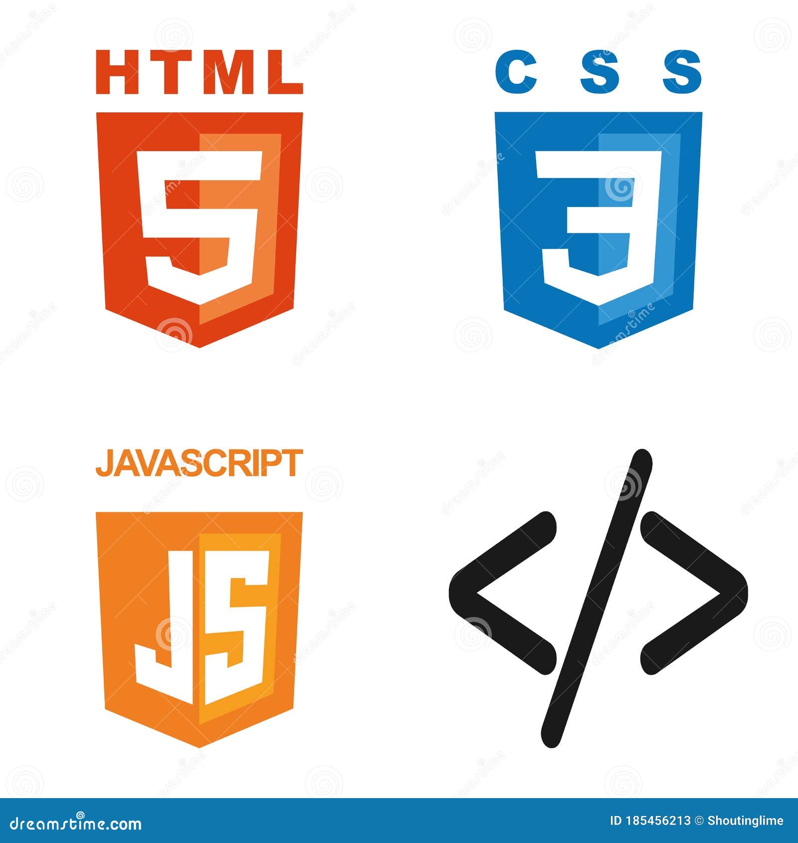 Conjunto De 4 Iconos Código Html Css Js Ilustración del Vector ...