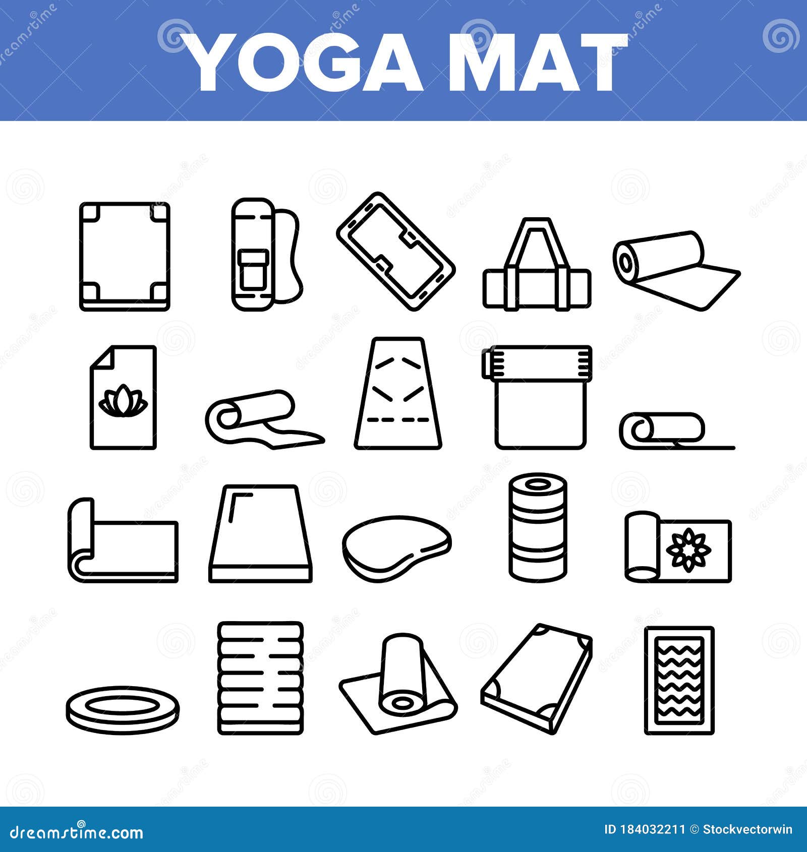 Conjunto De Iconos De Colección De Accesorios De Yoga Mat Ilustración del  Vector - Ilustración de alfombra, rodado: 184032211