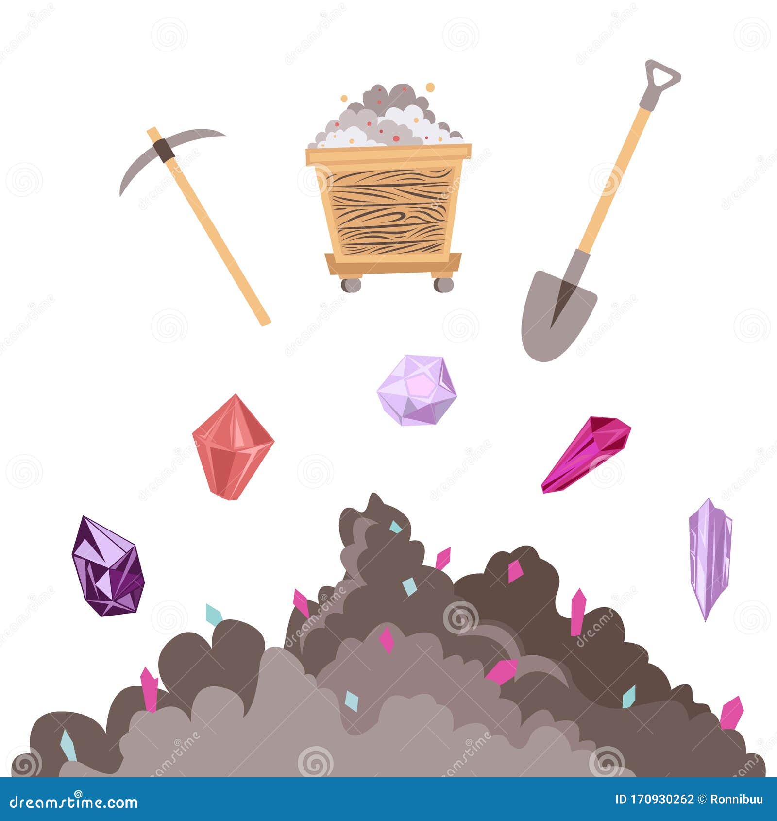 Conjunto De Iconos De Color Mineral De Minería Conjunto De Iconos De Color  Mineral De Minería Trole, Minerales Y Herramientas Ilu Ilustración del  Vector - Ilustración de taladro, diamante: 170930262