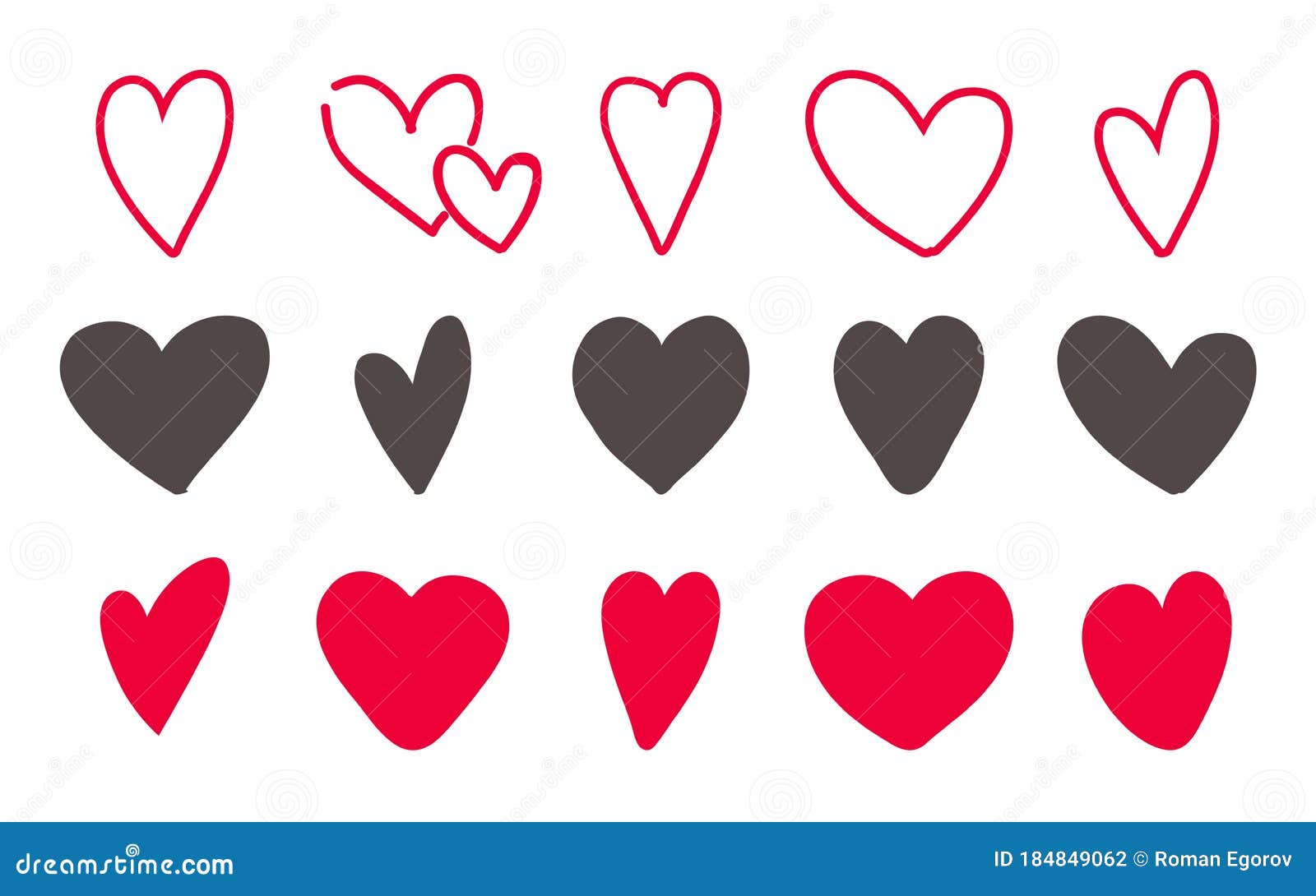 Conjunto De Iconos De Corazones De Amor. Dibujo a Mano Bonito Rojo Y  Esbozo. Formas De Corazón Vectorial Ilustración del Vector - Ilustración de  trazado, corazones: 184849062