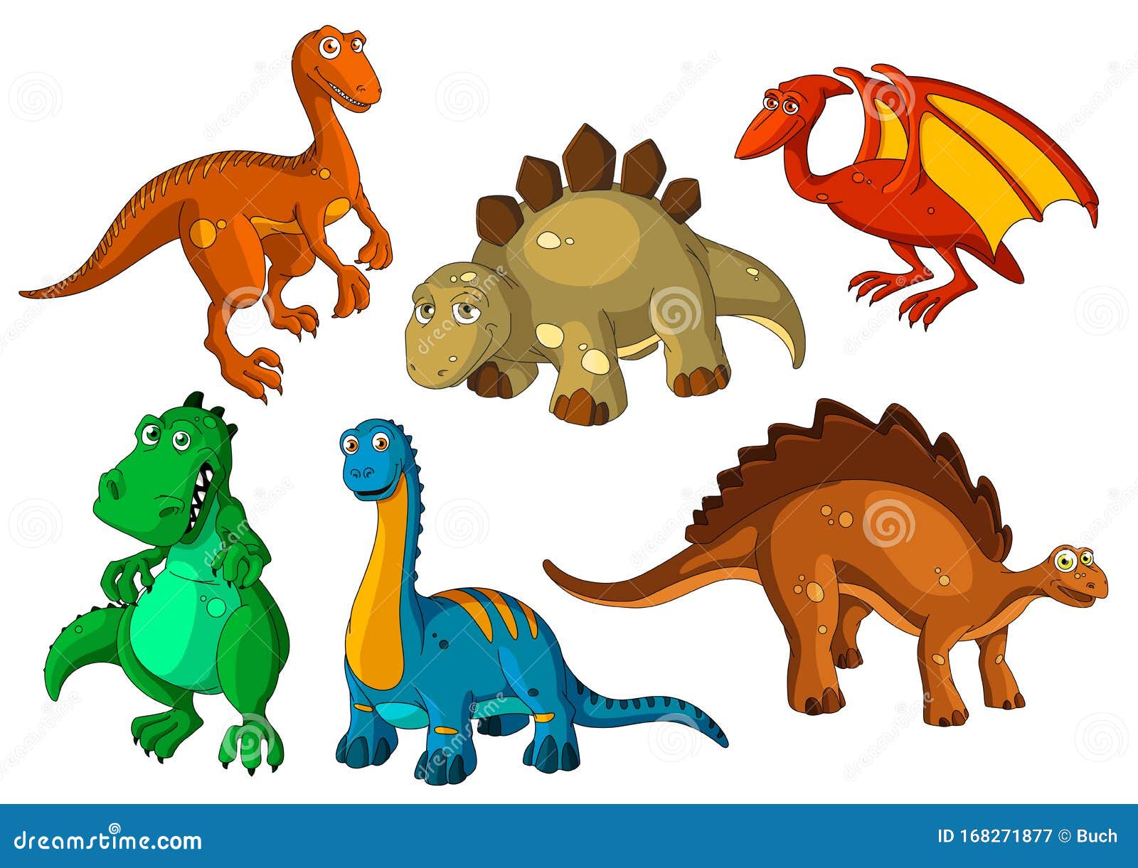 Conjunto De Iconos De Dibujos Animados Prehistóricos De Dinosaurios  Ilustración del Vector - Ilustración de criatura, pista: 168271877