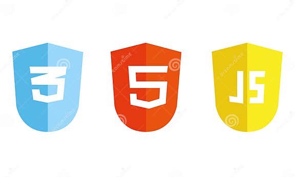 Conjunto De Iconos Html5 Css3 Js. Conjunto De Iconos De Logotipo De ...