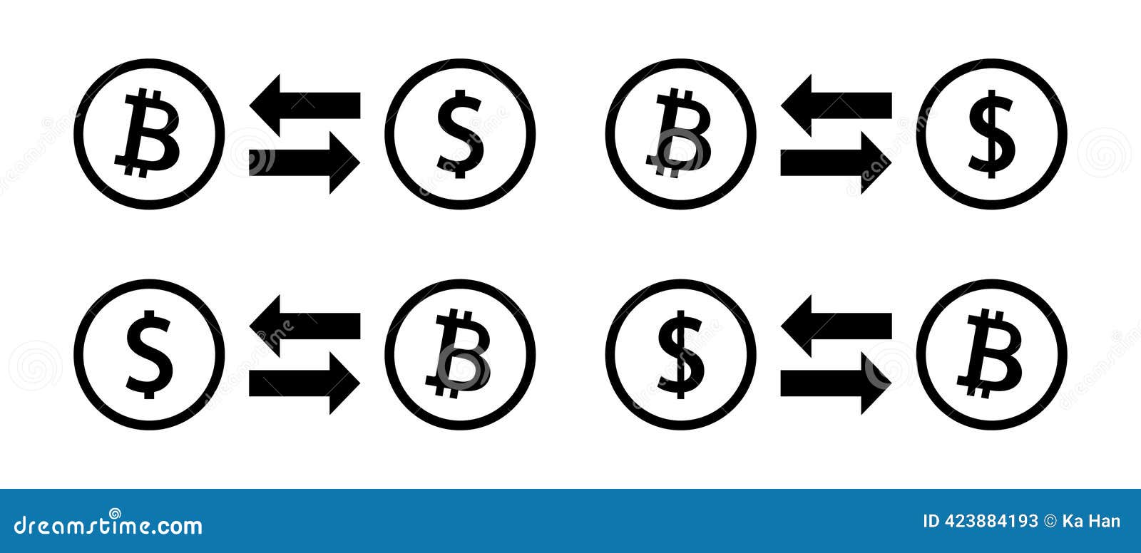 Conjunto De Iconos De Tipo De Cambio De Bitcoin a Dólar Ilustración del  Vector - Ilustración de comercio, elemento: 423884193