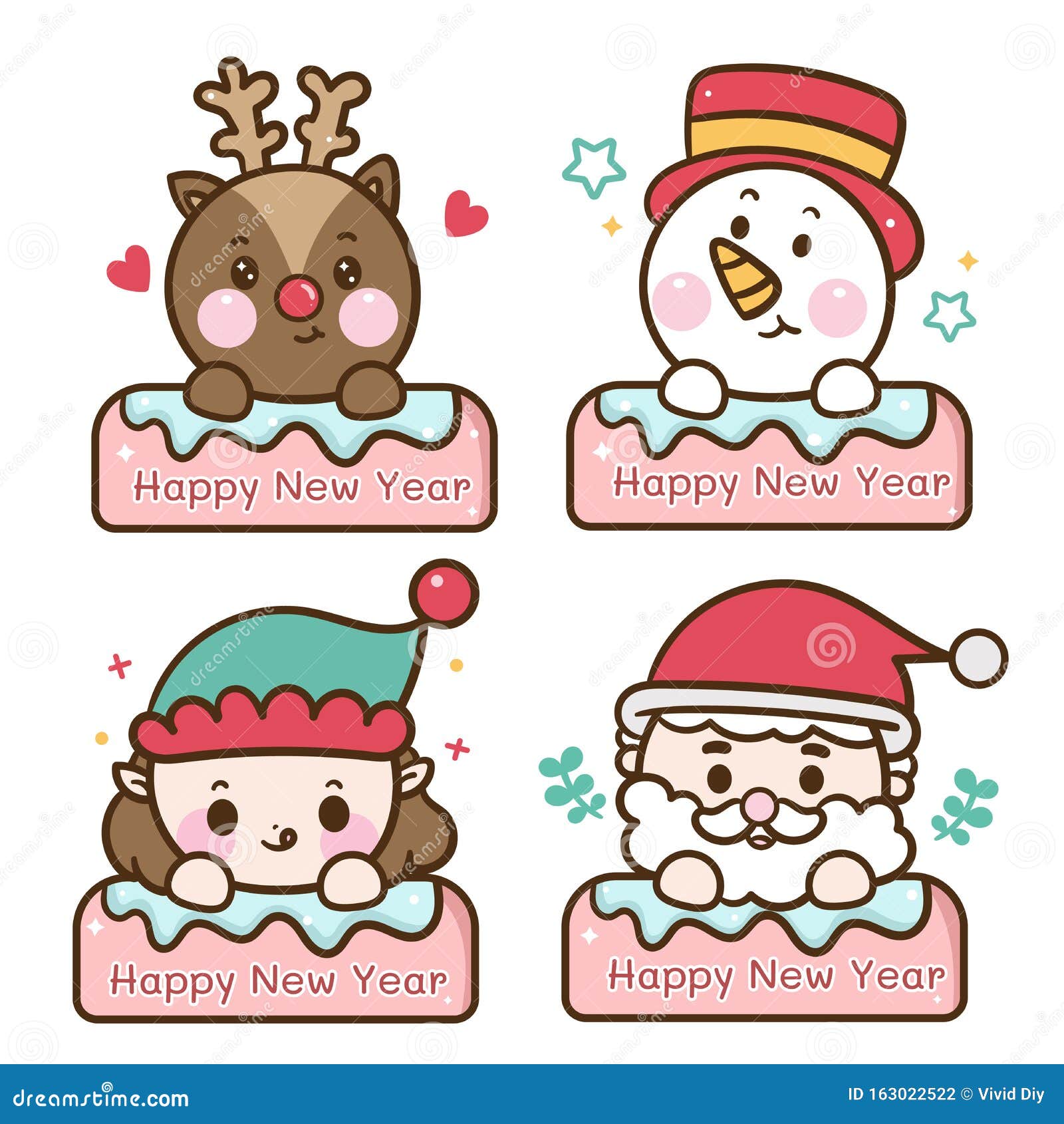 Desenhos animados de Natal de gato kawaii imagem vetorial de