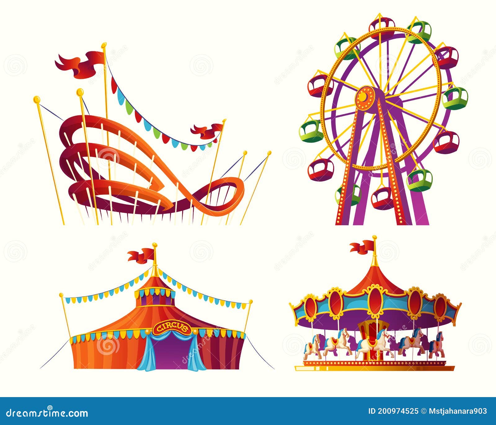 Conjunto De Ilustraciones Vectoriales De Dibujos Animados Para Un Parque De Diversiones Ilustración del Vector - Ilustración de circo, historieta: 200974525 Conjunto De Ilustraciones Vectoriales De Dibujos Animados Para Un Parque De Diversiones Ilustración del Vector - Ilustración de circo, historieta: 200974525