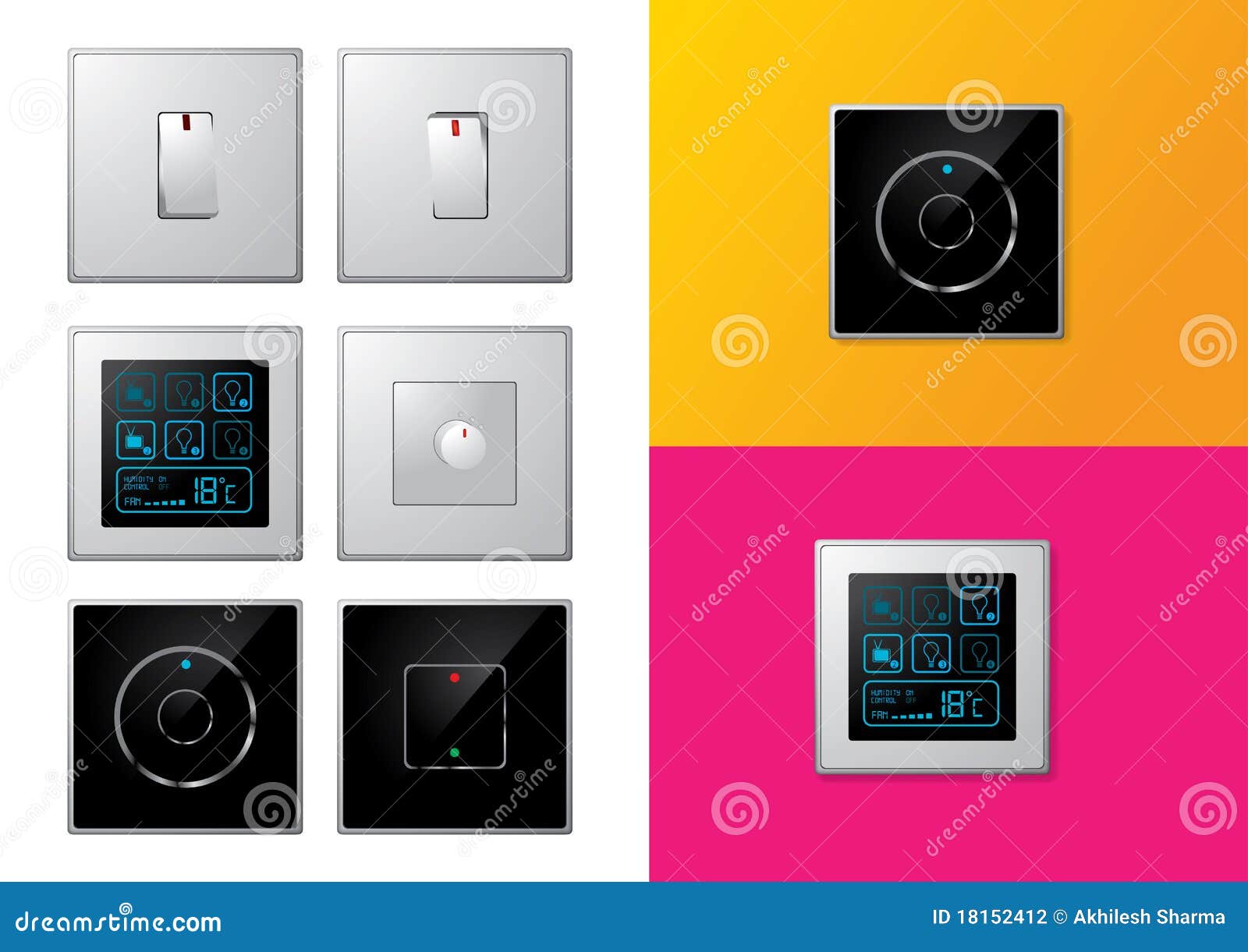 Conjunto De Interruptores Eléctricos Modernos Ilustración del