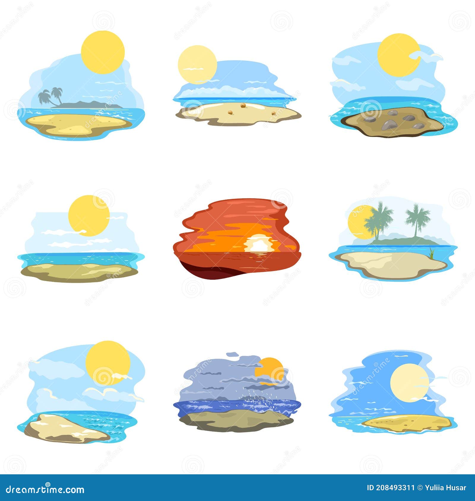 Conjunto De Islas Del Desierto De Dibujos Animados Ilustración del Vector -  Ilustración de costa, aislado: 208493311