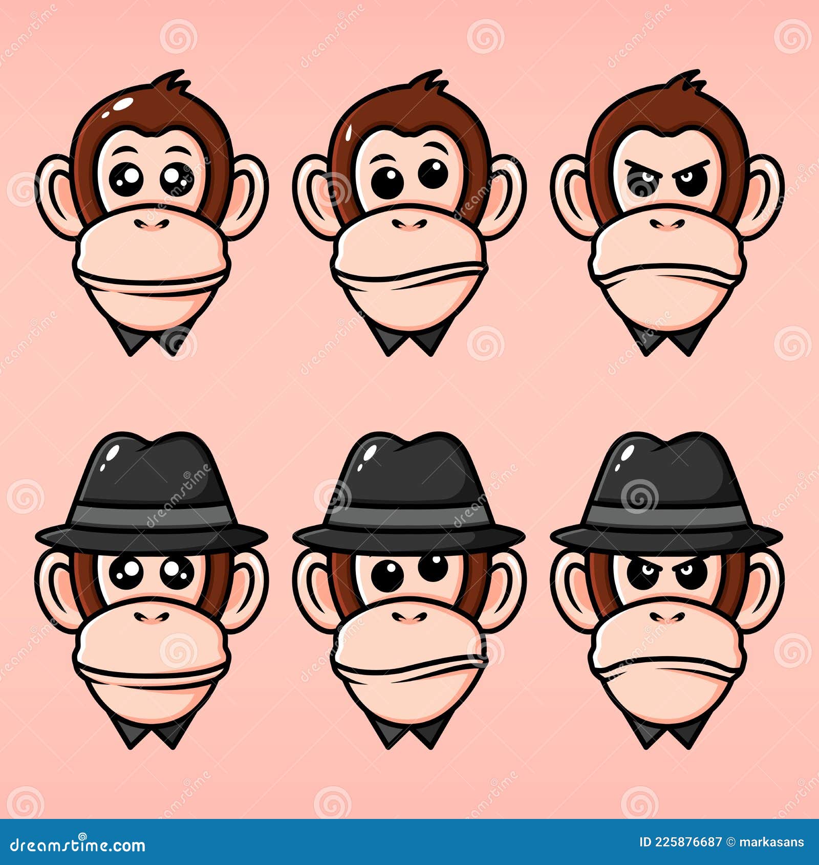 Máfia de macacos fofos ilustração do vetor. Ilustração de bigode - 281348177