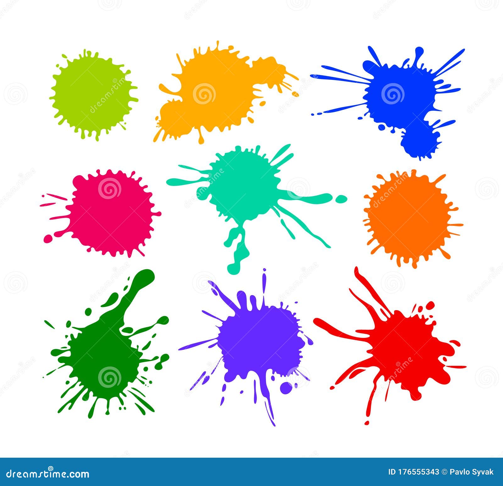 Conjunto De Manchas De Dibujos Animados Y Salpicaduras Iconos De Blobs  Multicolores Aislados En Fondo Blanco. Pincel Brillante Ilustración del  Vector - Ilustración de inkblot, brillante: 176555343