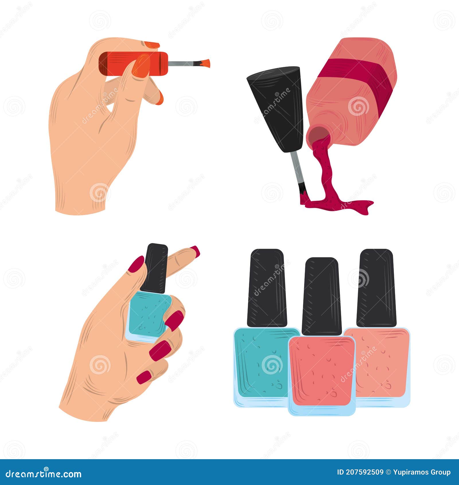 Conjunto De Manicure Com As Mãos Femininas Ferramenta De Cor De Polimento  De Unhas No Estilo De Desenho Animado Ilustração do Vetor - Ilustração de  elementos, cartoon: 207592509