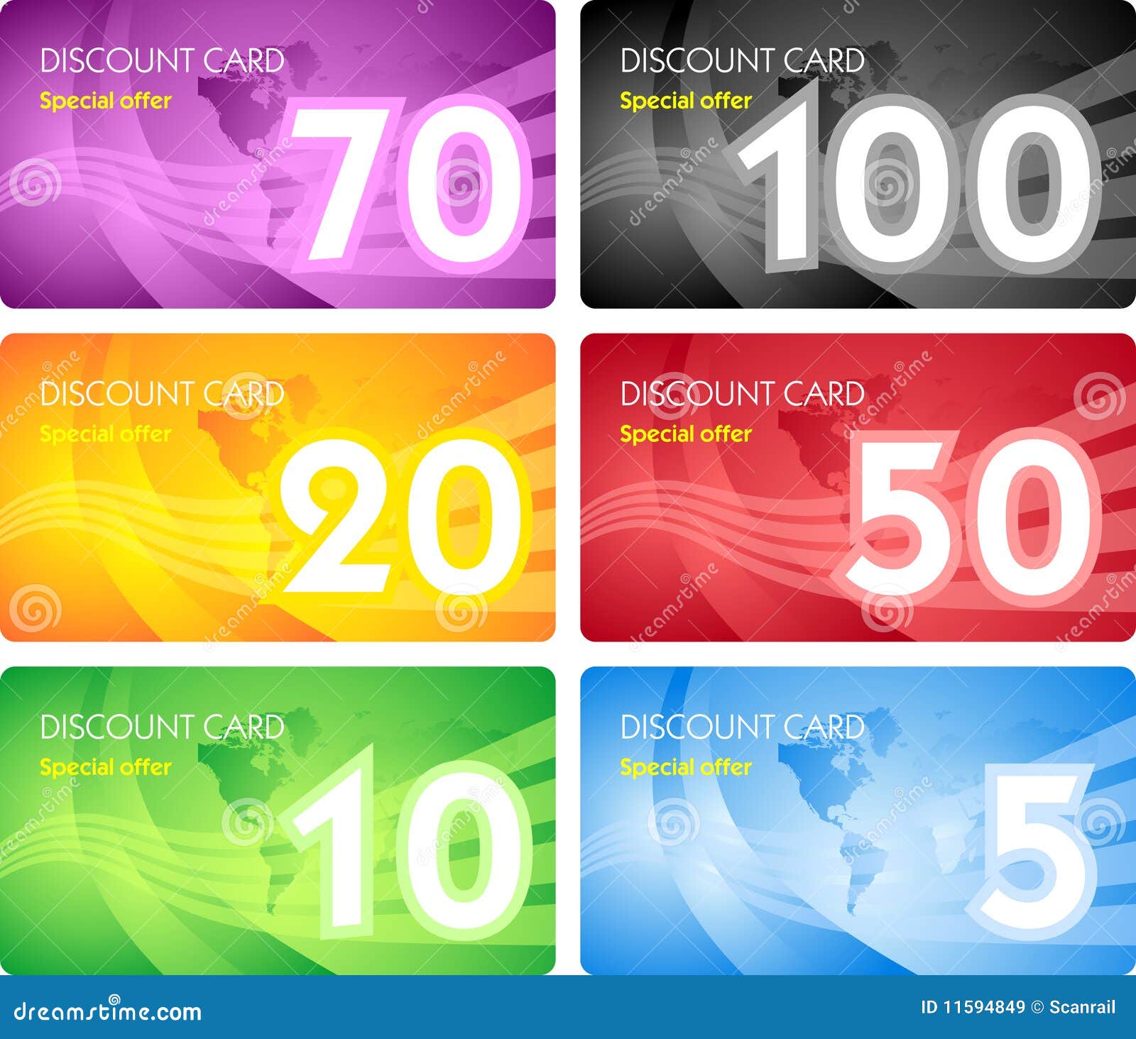 Conjunto De Modelos De La Tarjeta Del Descuento Ilustración del Vector