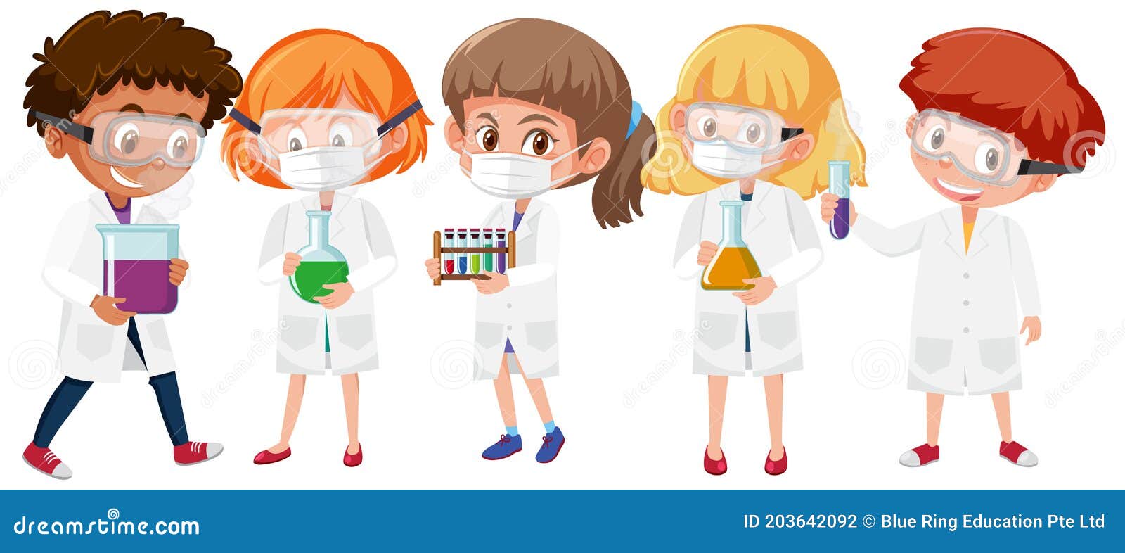 Conjunto De Niños Con Disfraz Científico Que Sostienen Objetos Científicos  Aislados En Fondo Blanco Ilustración del Vector - Ilustración de aprenda,  elementos: 203642092